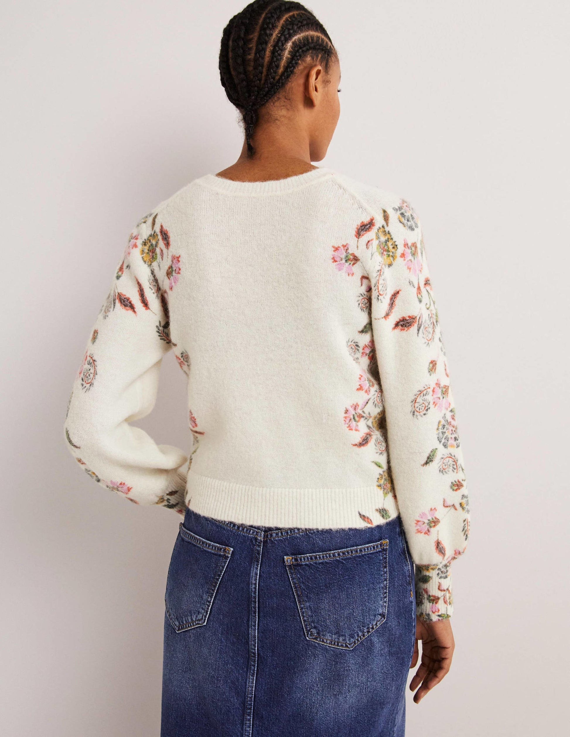 Printed Fluffy Cardigan-Ivory, Blossom Pomme-3