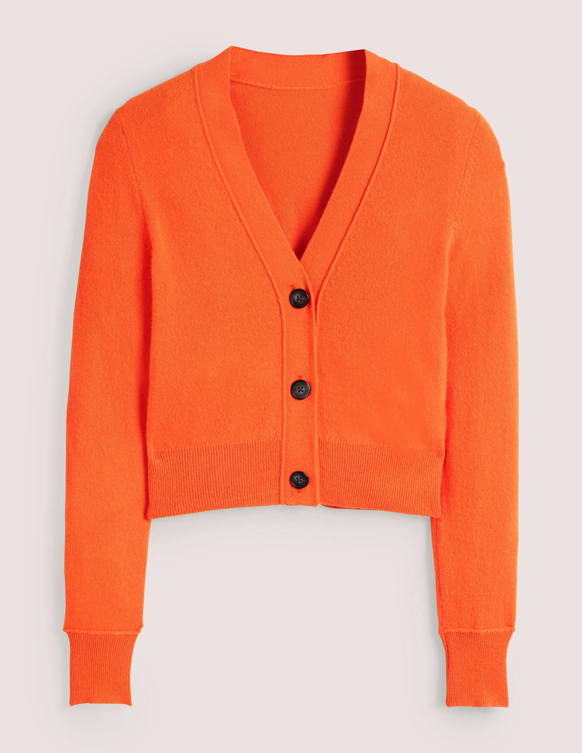 Cropped Cashmere V Cardigan-Neon Orange-7