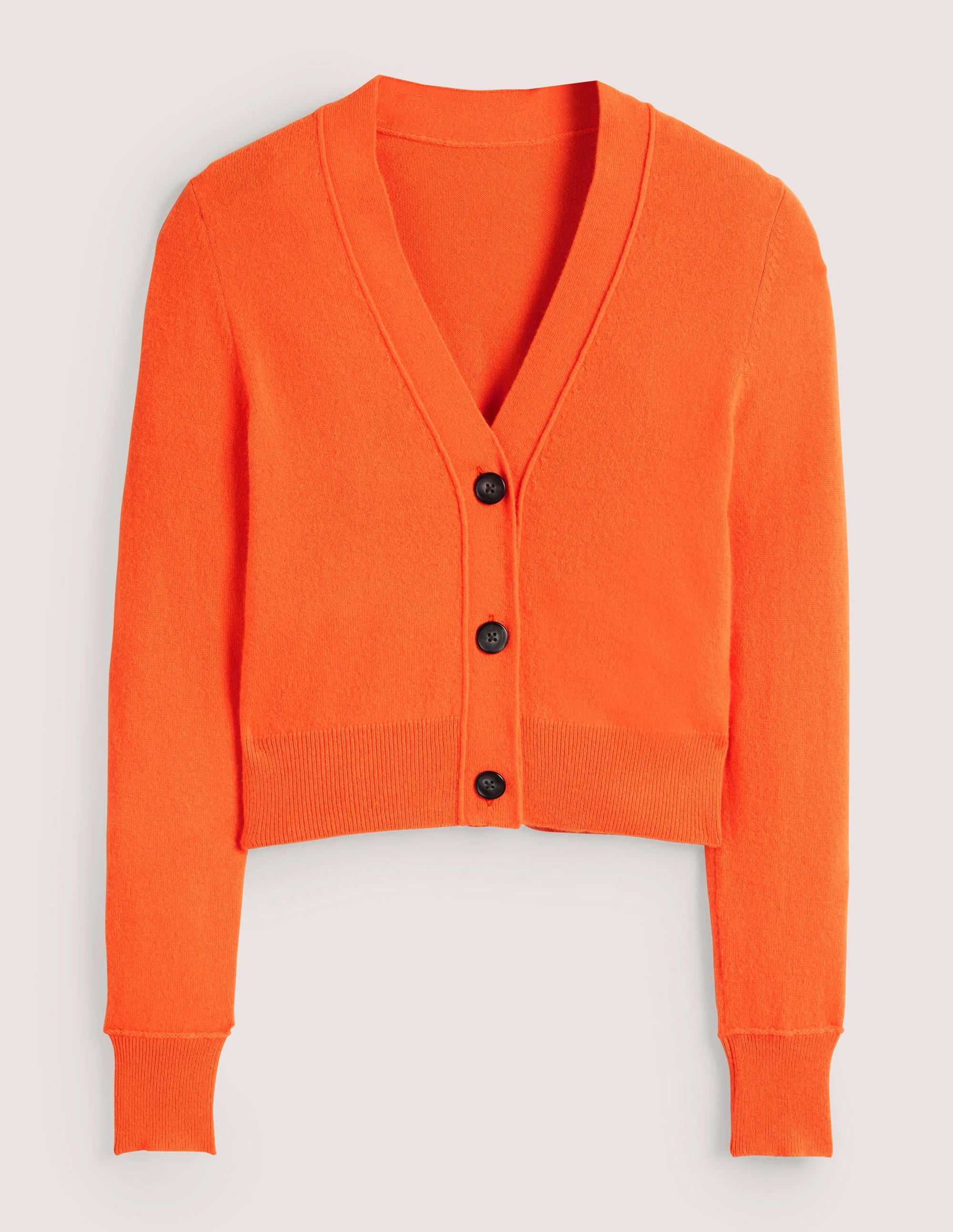 Cropped Cashmere V Cardigan-Neon Orange - Image 7