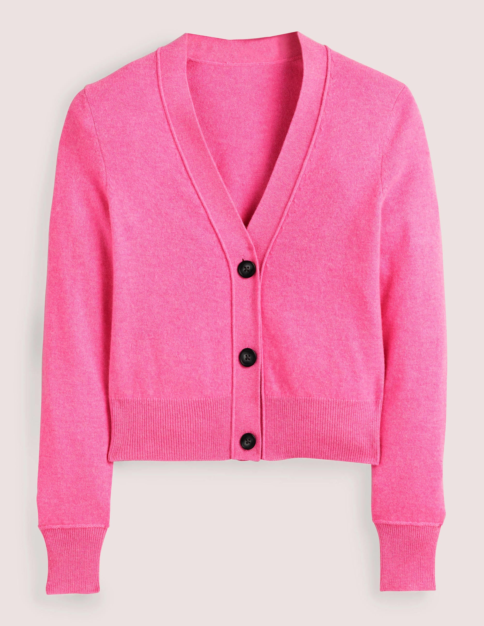 Cropped Cashmere V Cardigan-Cherry Blossom Melange - Image 5