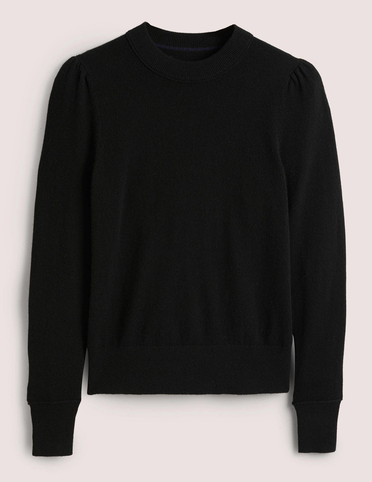 Cashmere Puff Shoulder Sweater-Black-6