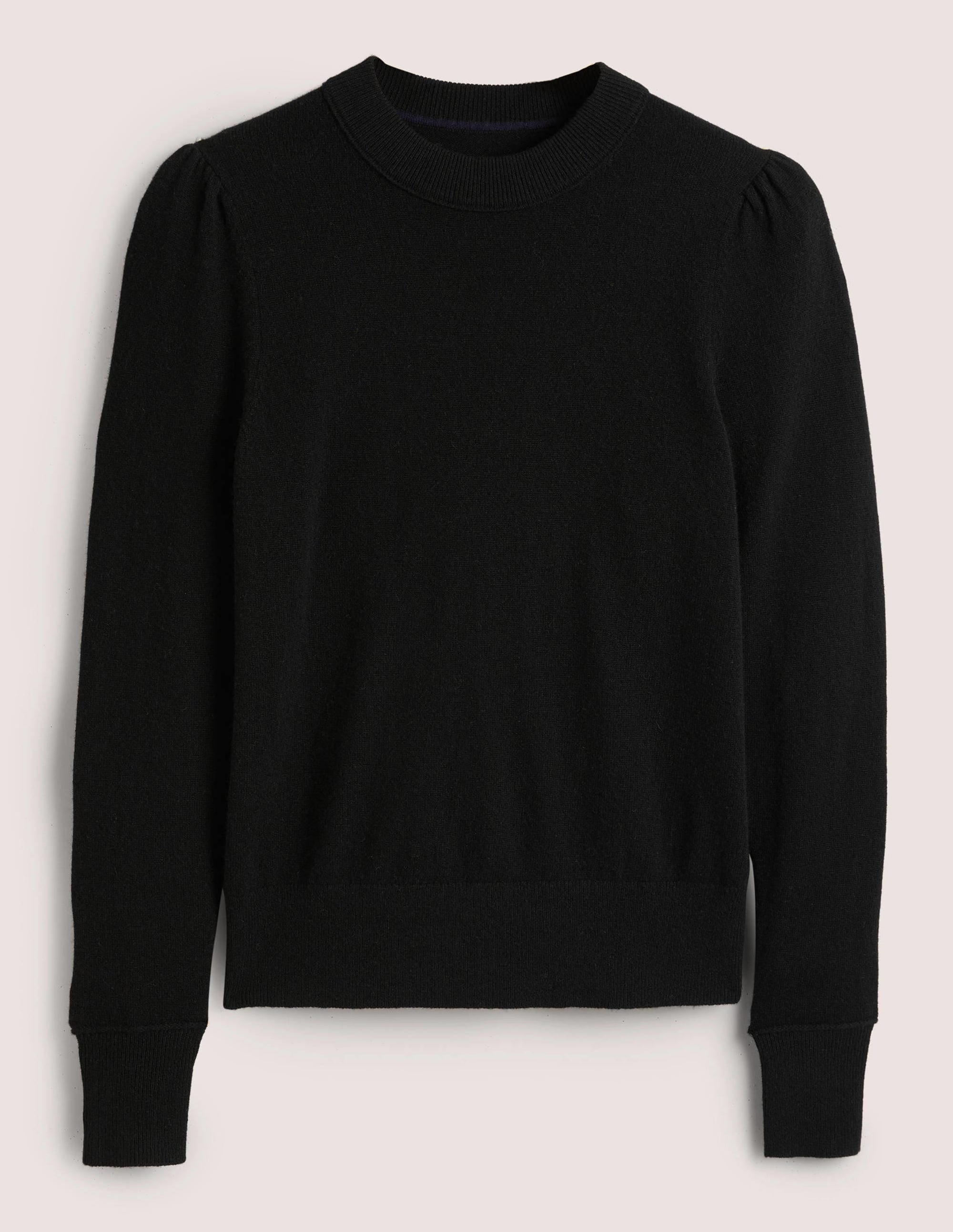 Cashmere Puff Shoulder Sweater-Black - Image 6