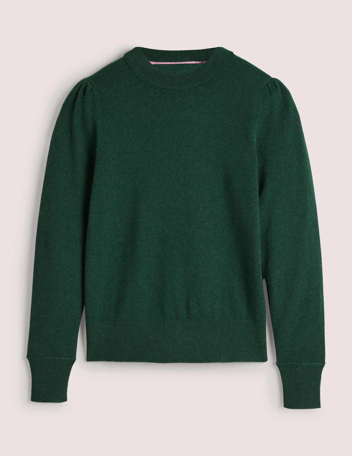Cashmere Puff Shoulder Sweater-Hunter Green Melange - Image 6