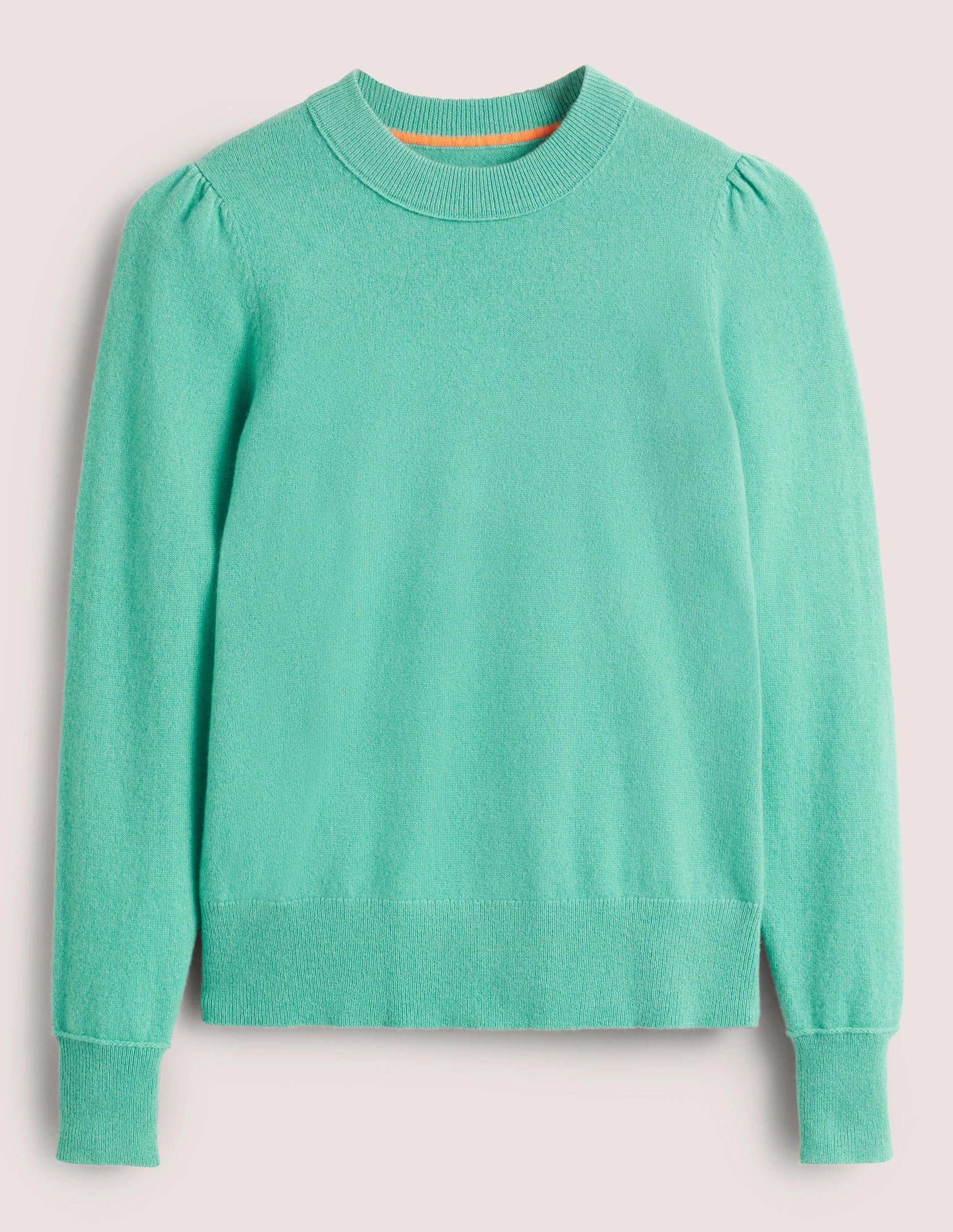 Cashmere Puff Shoulder Sweater-Indian Ocean Melange-5