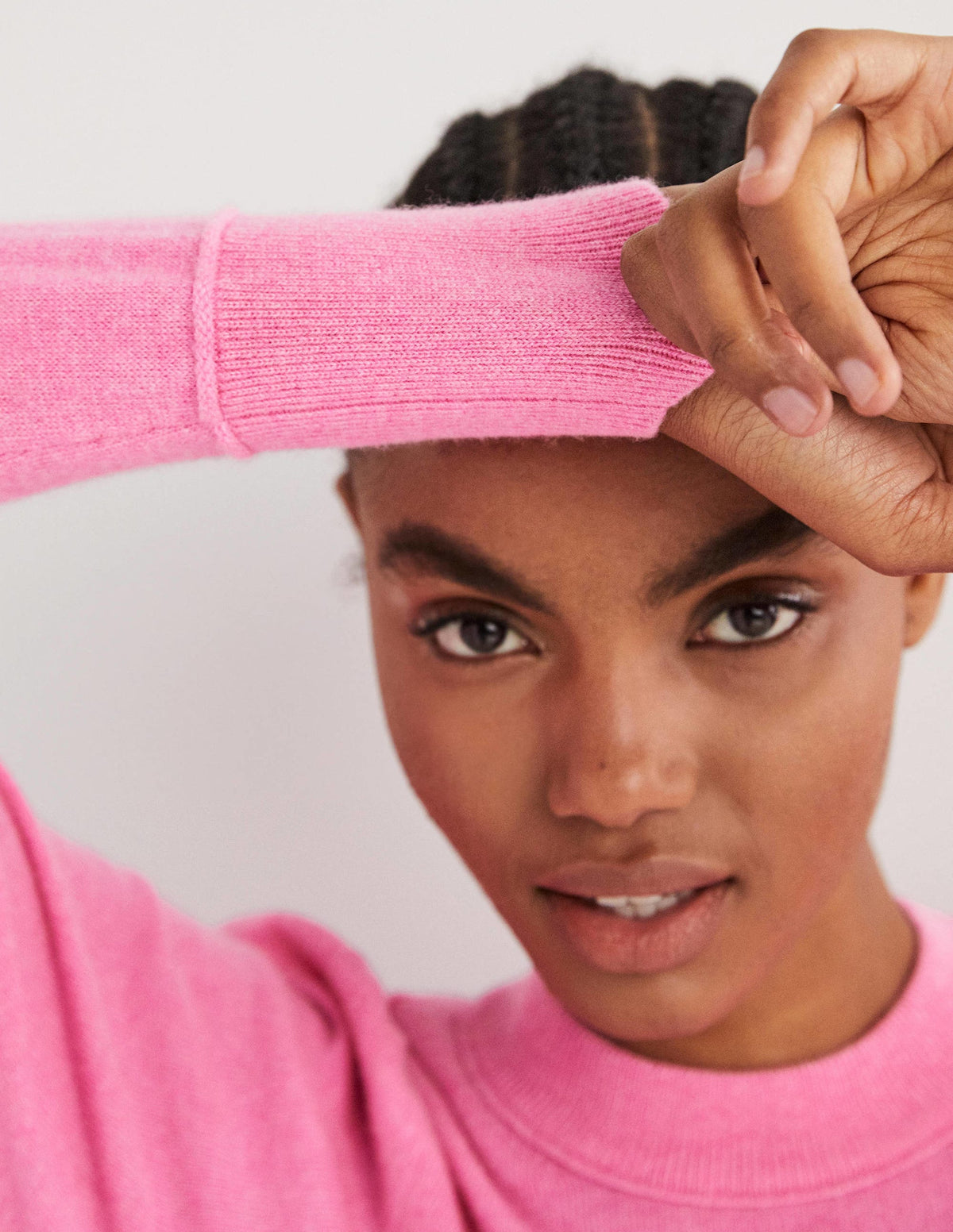 Cashmere Puff Shoulder Sweater-Cherry Blossom Melange - Image 2