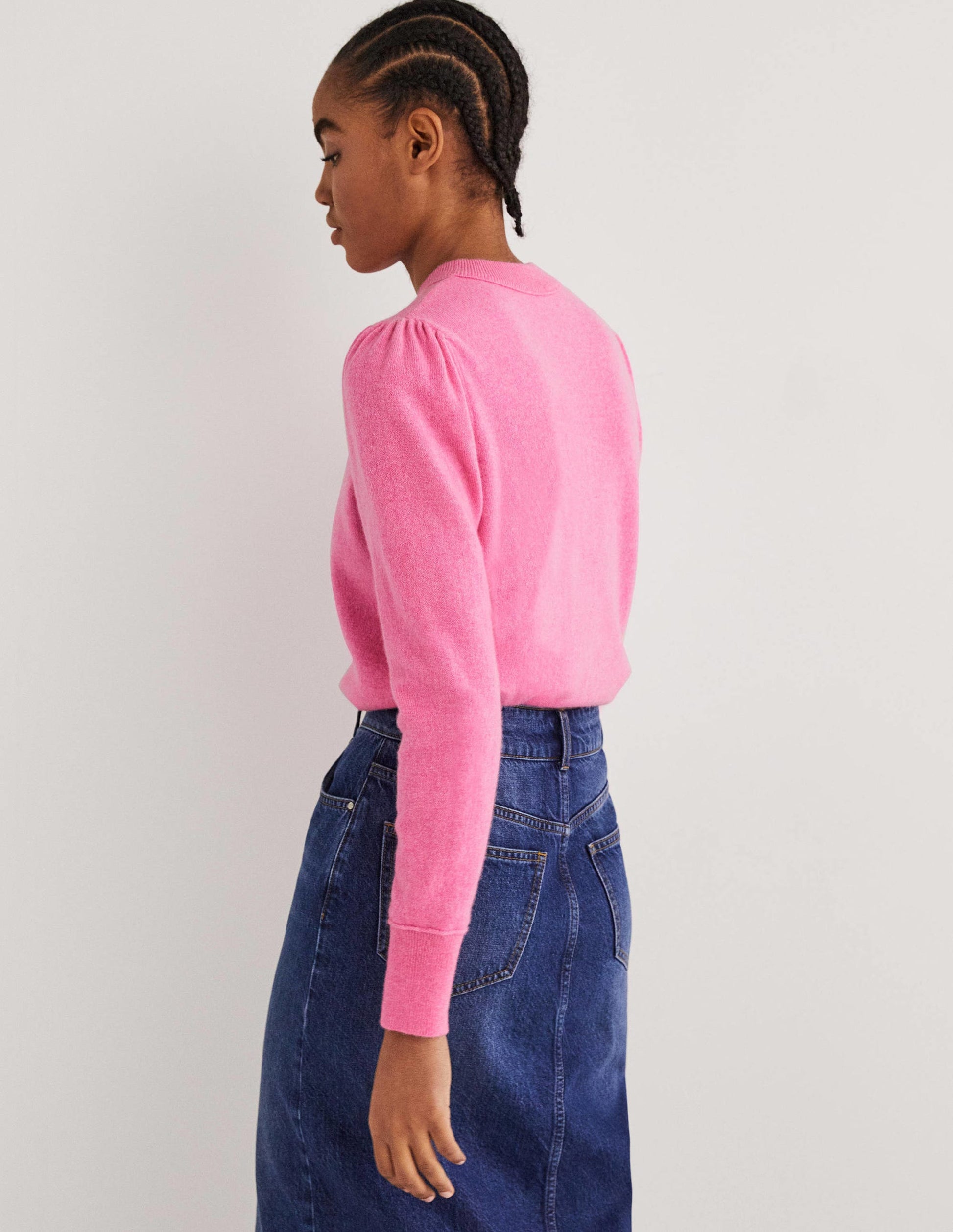 Cashmere Puff Shoulder Sweater-Cherry Blossom Melange-3