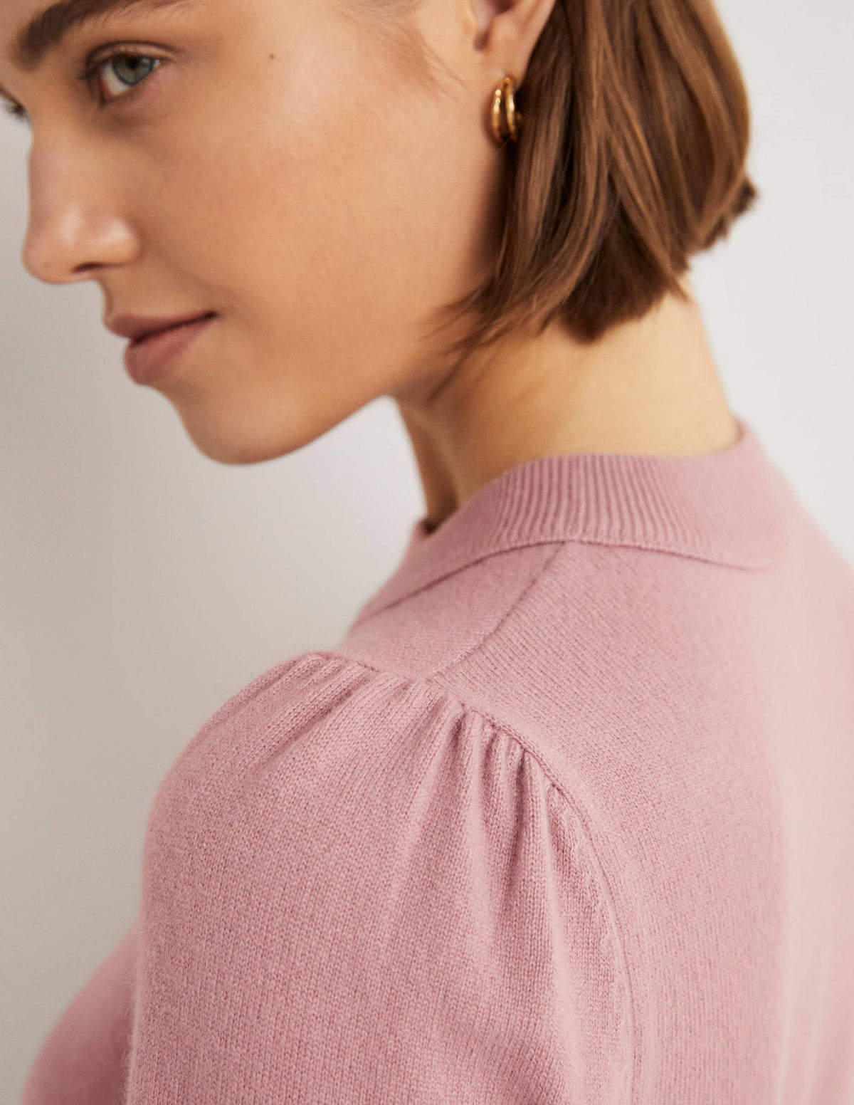 Cashmere Puff Shoulder Sweater-Violet Purple - Image 2