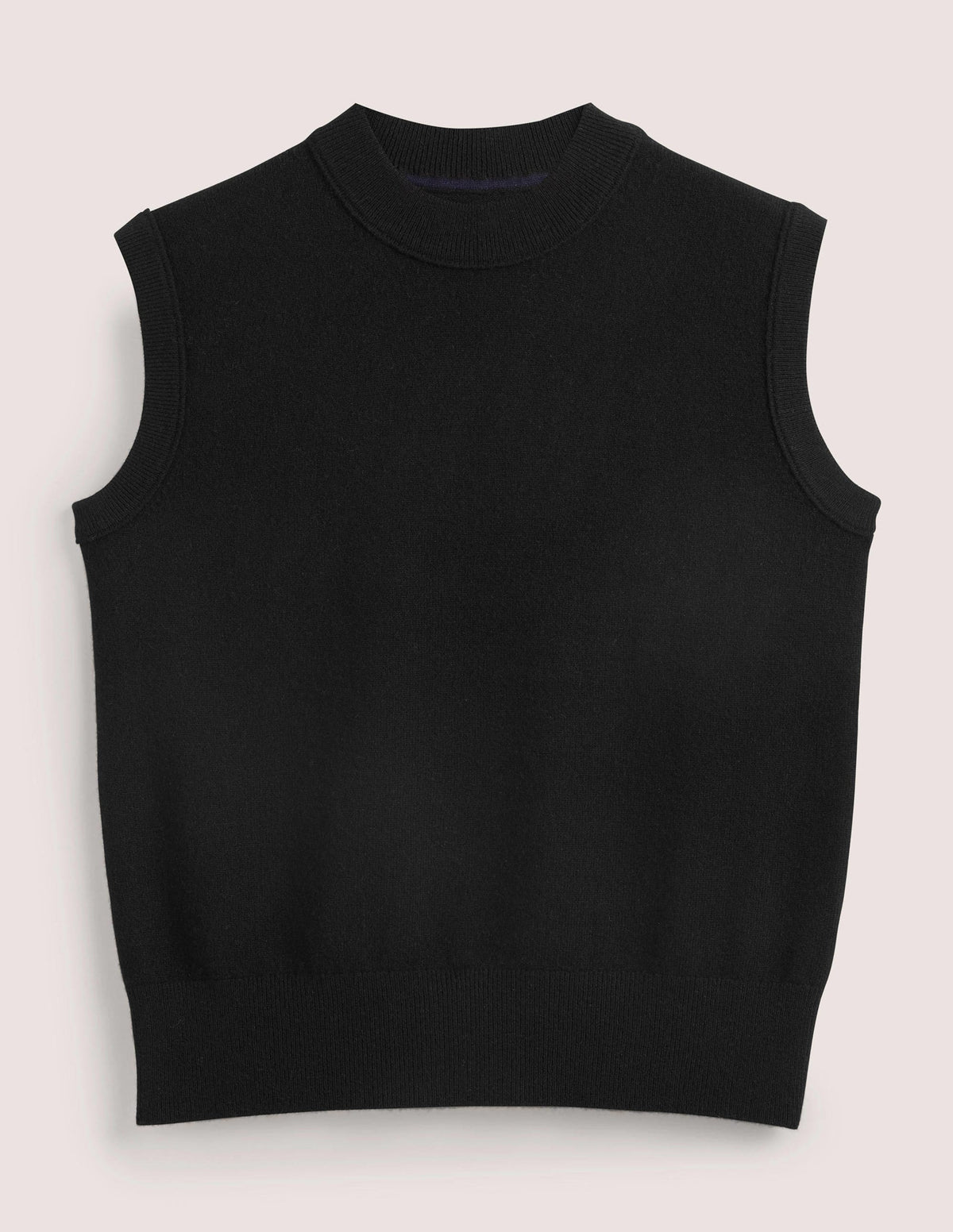 Cashmere Crew Neck Vest-Black-5