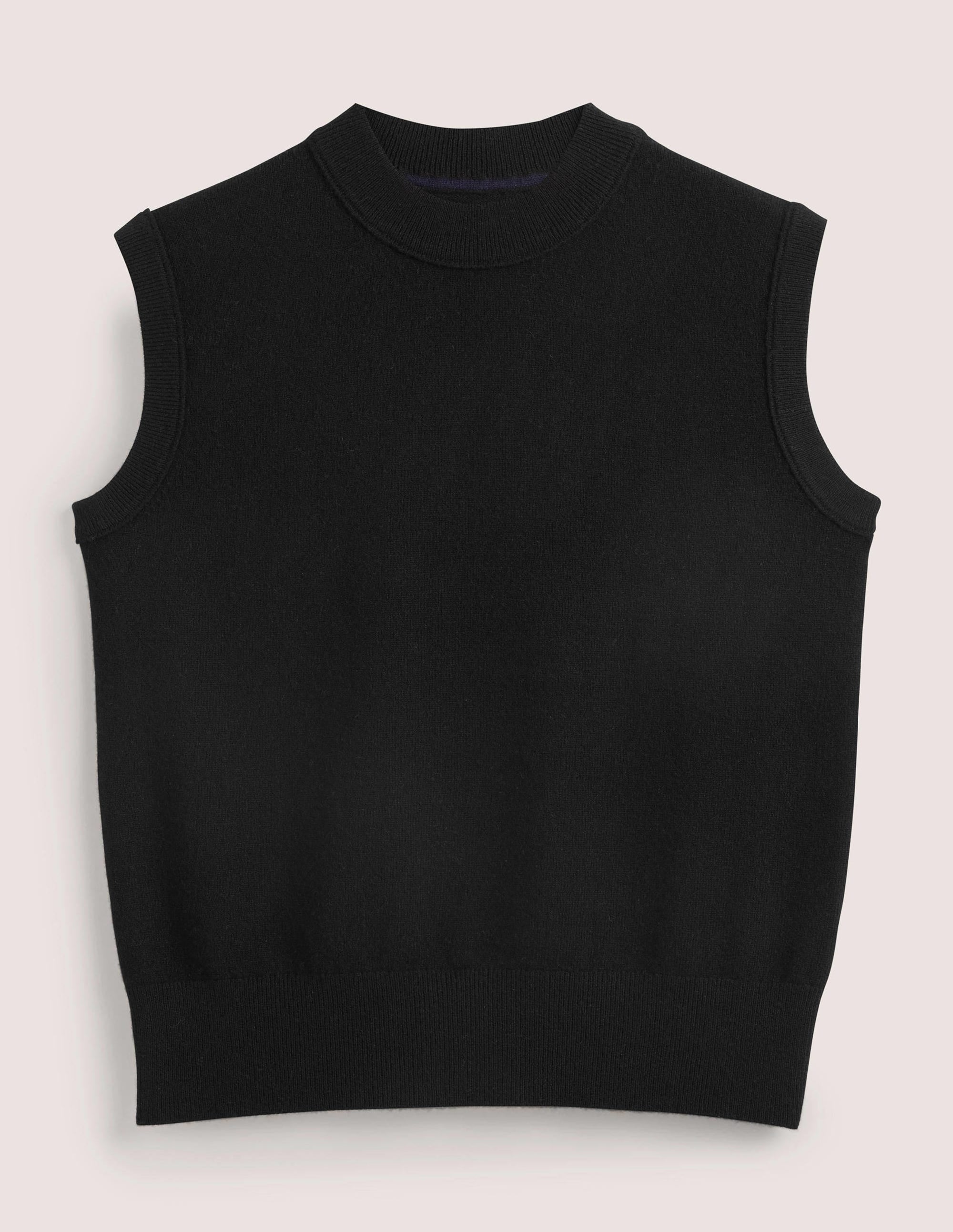 Cashmere Crew Neck Vest-Black - Image 5