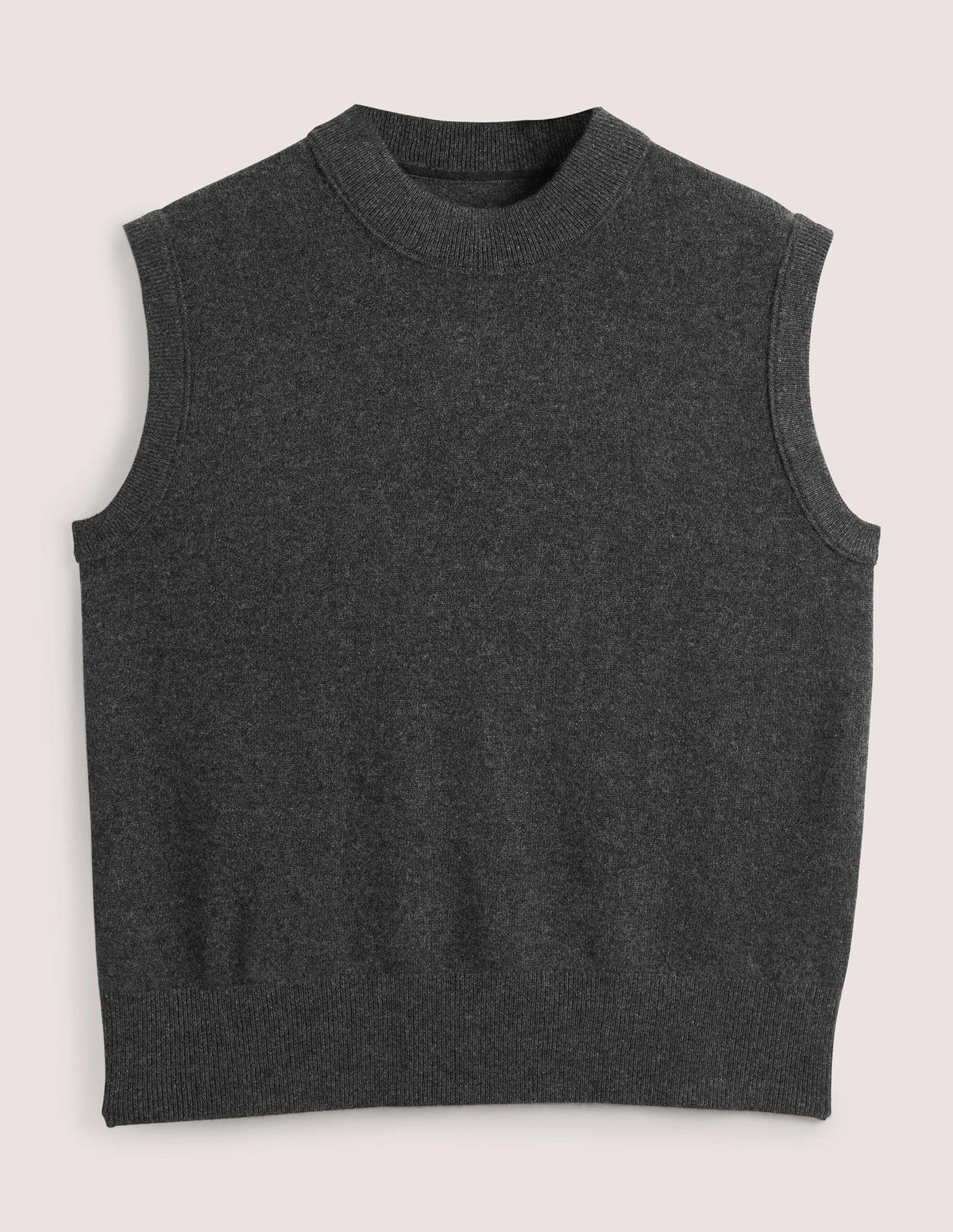 Cashmere Crew Neck Vest-Charcoal Melange - Image 6