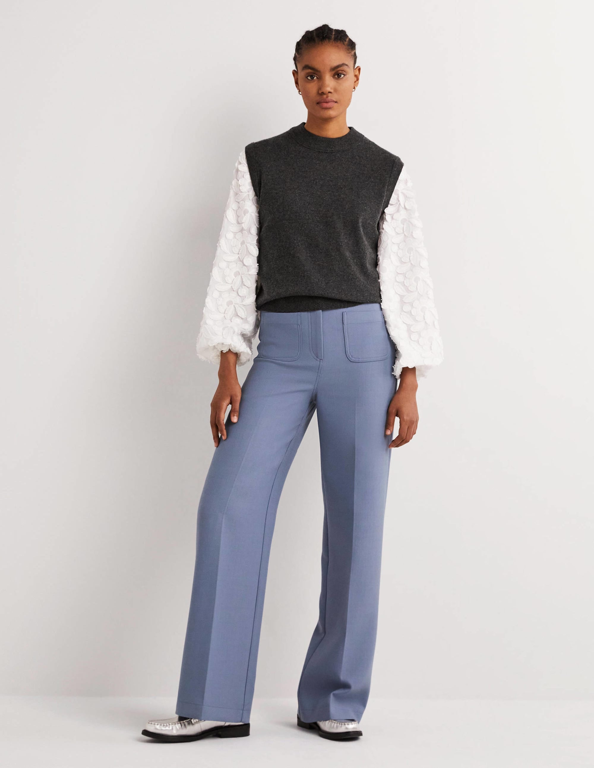 Cashmere Crew Neck Vest-Charcoal Melange - Image 4