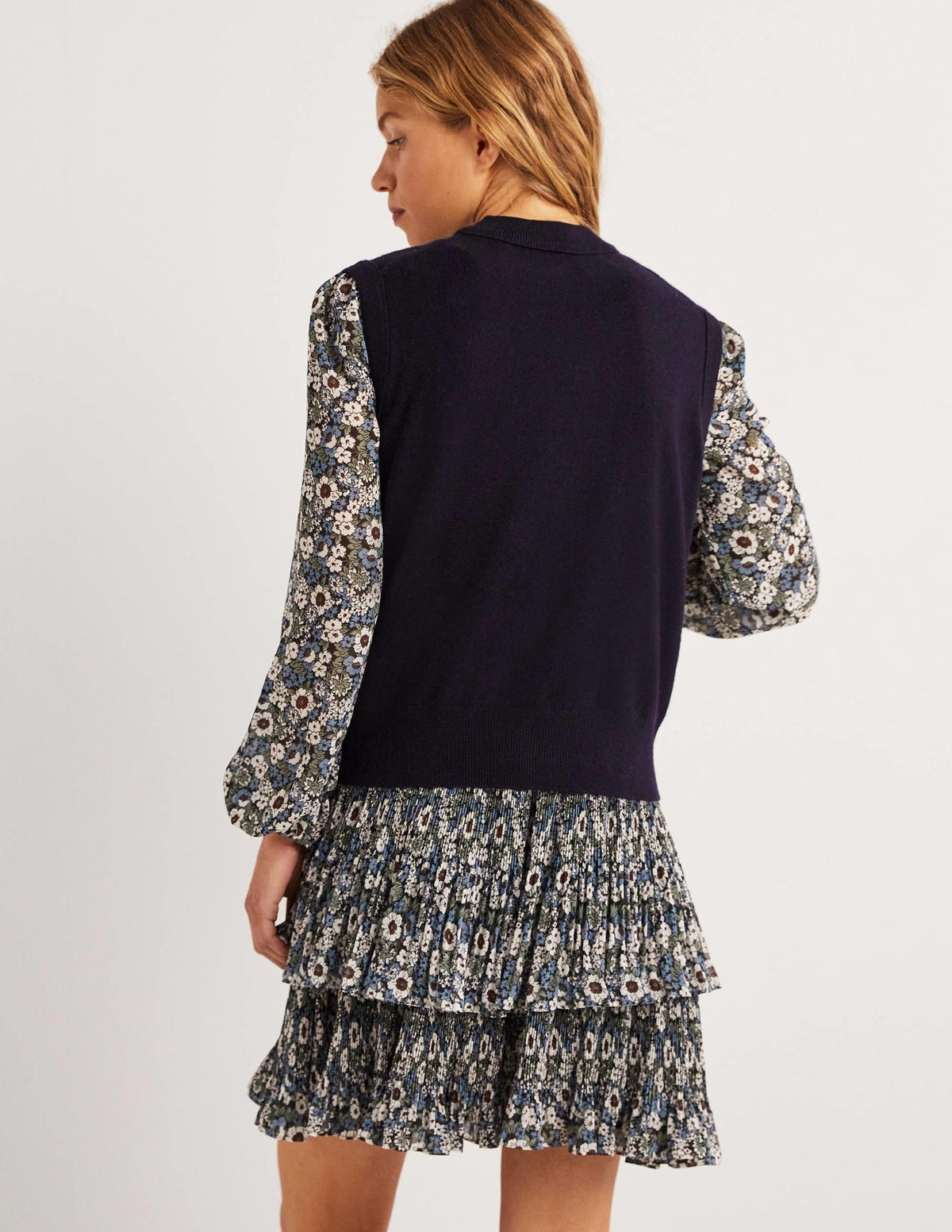 Cashmere Crew Neck Vest-Navy-3