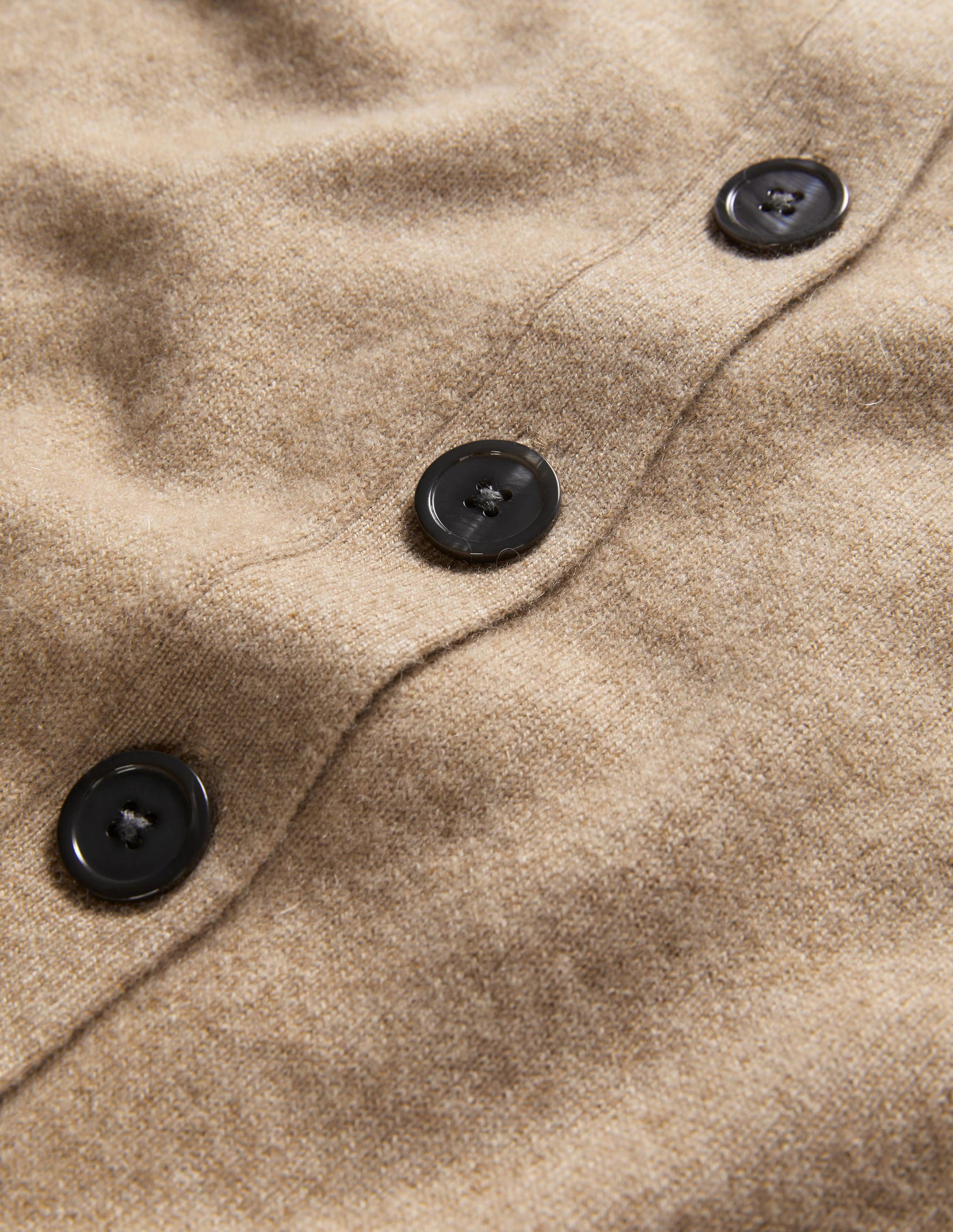Cashmere Crew Neck Cardigan-Camel Melange - Image 6