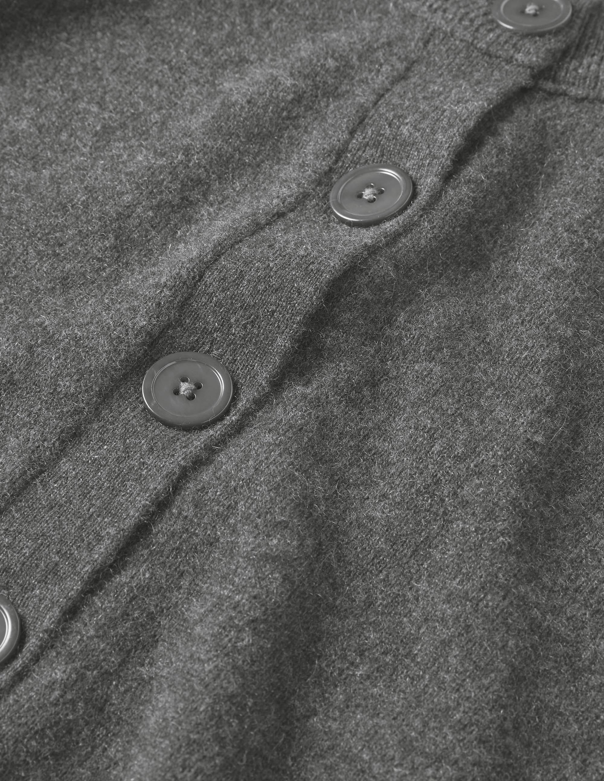 Cashmere Crew Neck Cardigan-Charcoal Melange - Image 6