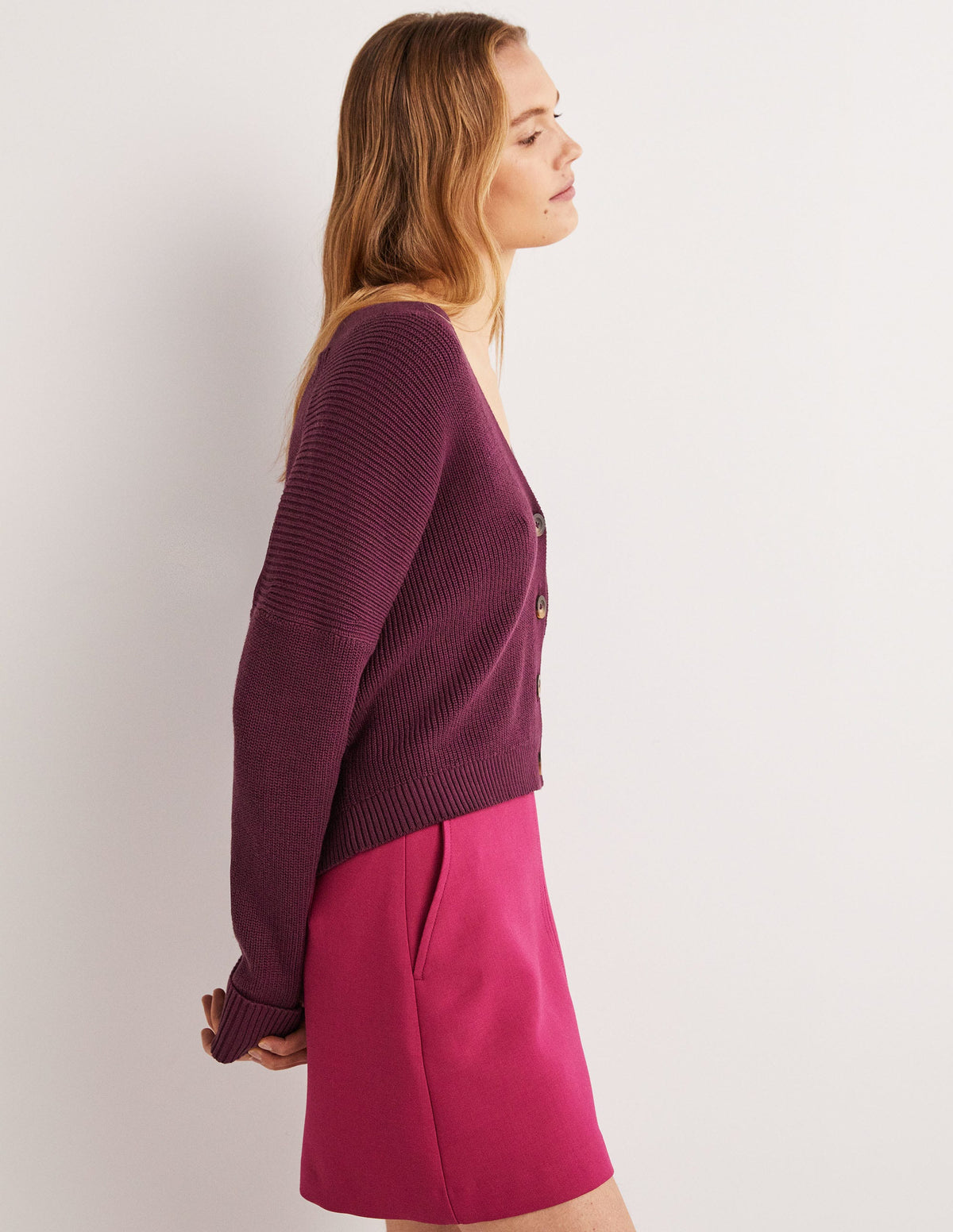 Turn Back Rib Cardigan-Berry-4
