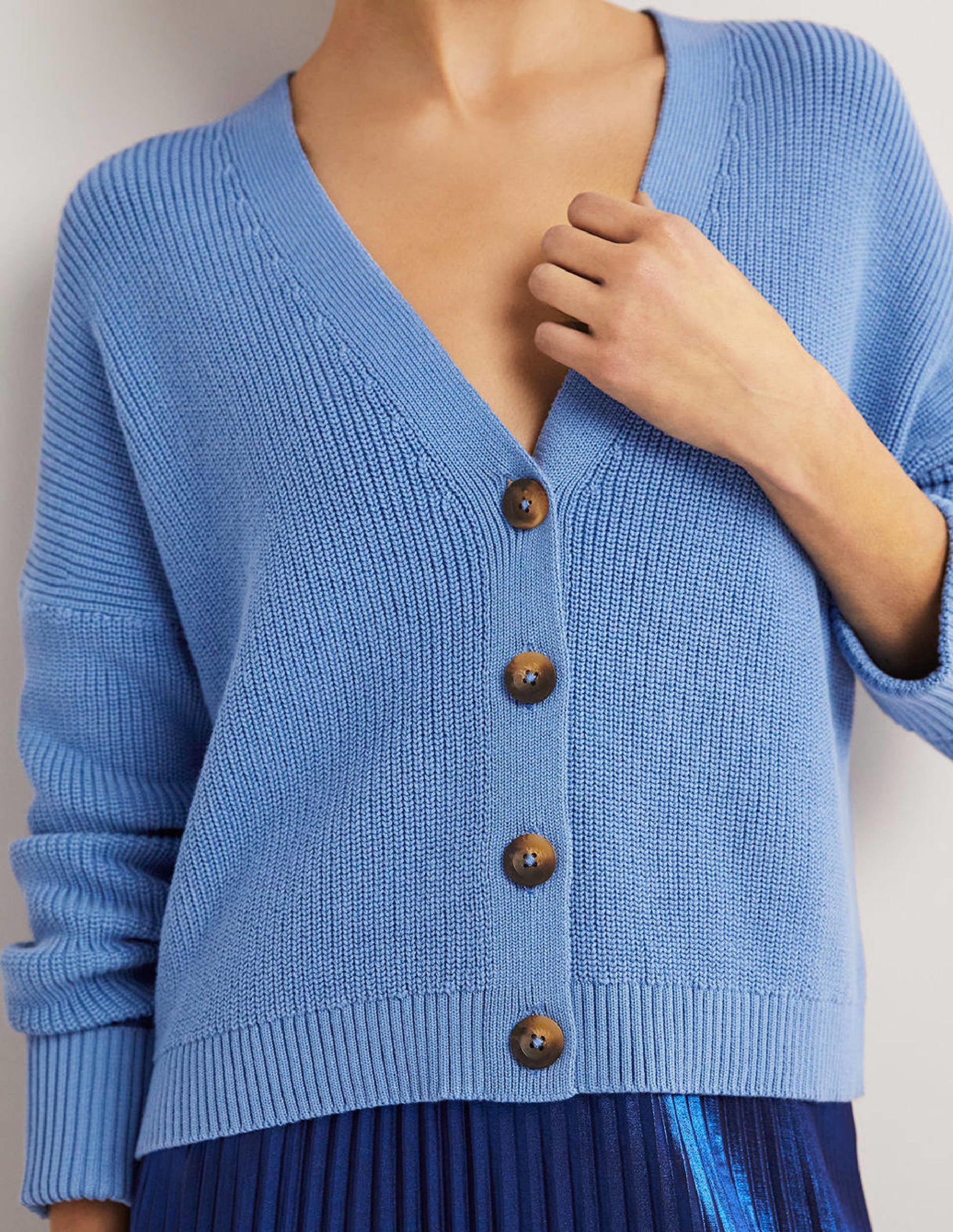 Turn Back Rib Cardigan-Riviera Blue-2