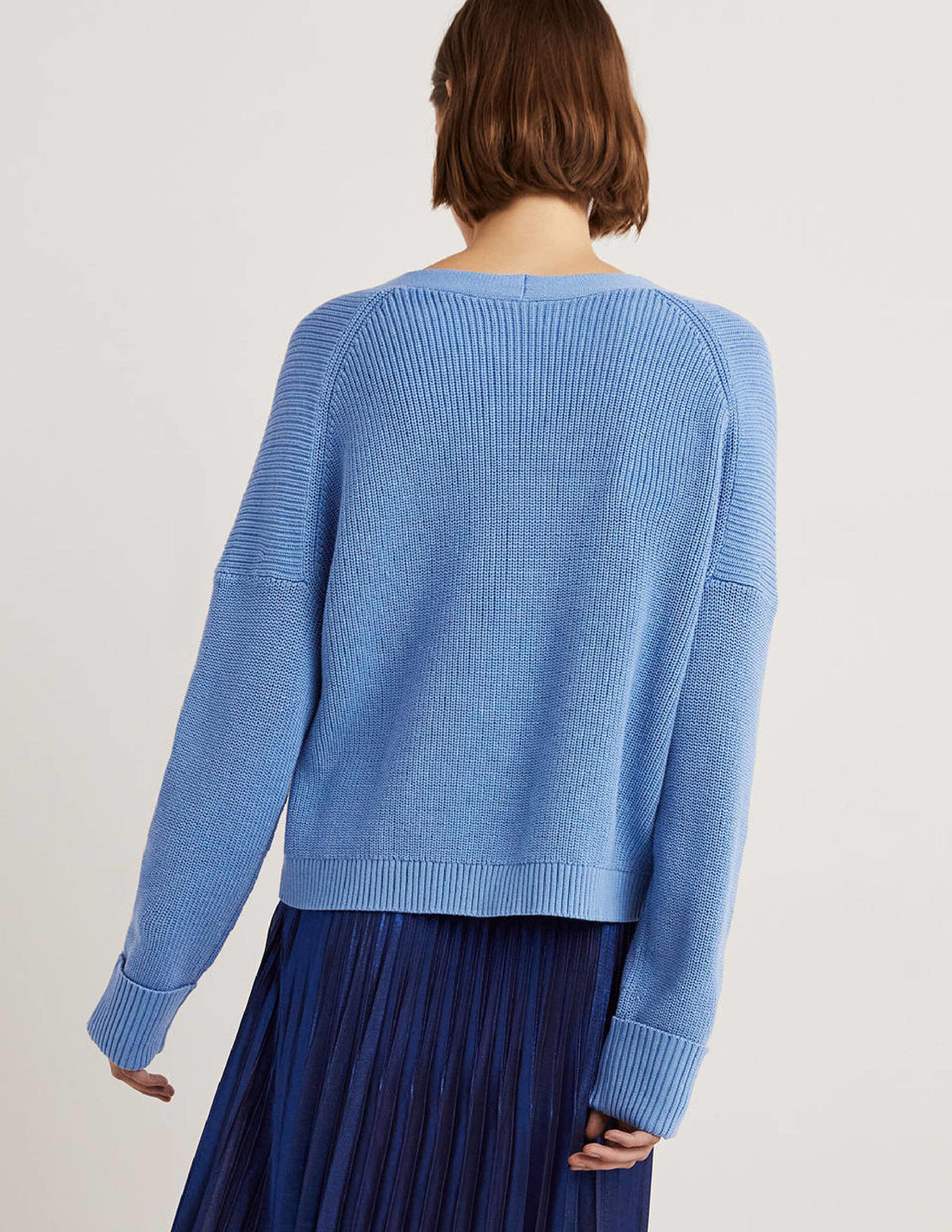Turn Back Rib Cardigan-Riviera Blue - Image 3