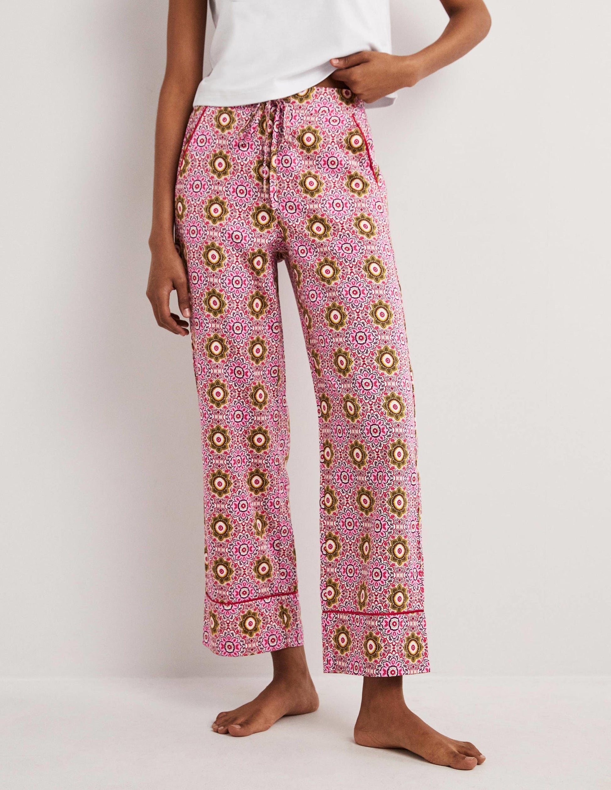 Easy Cotton Sleep Bottoms-Milkshake, Paradise Garden-4