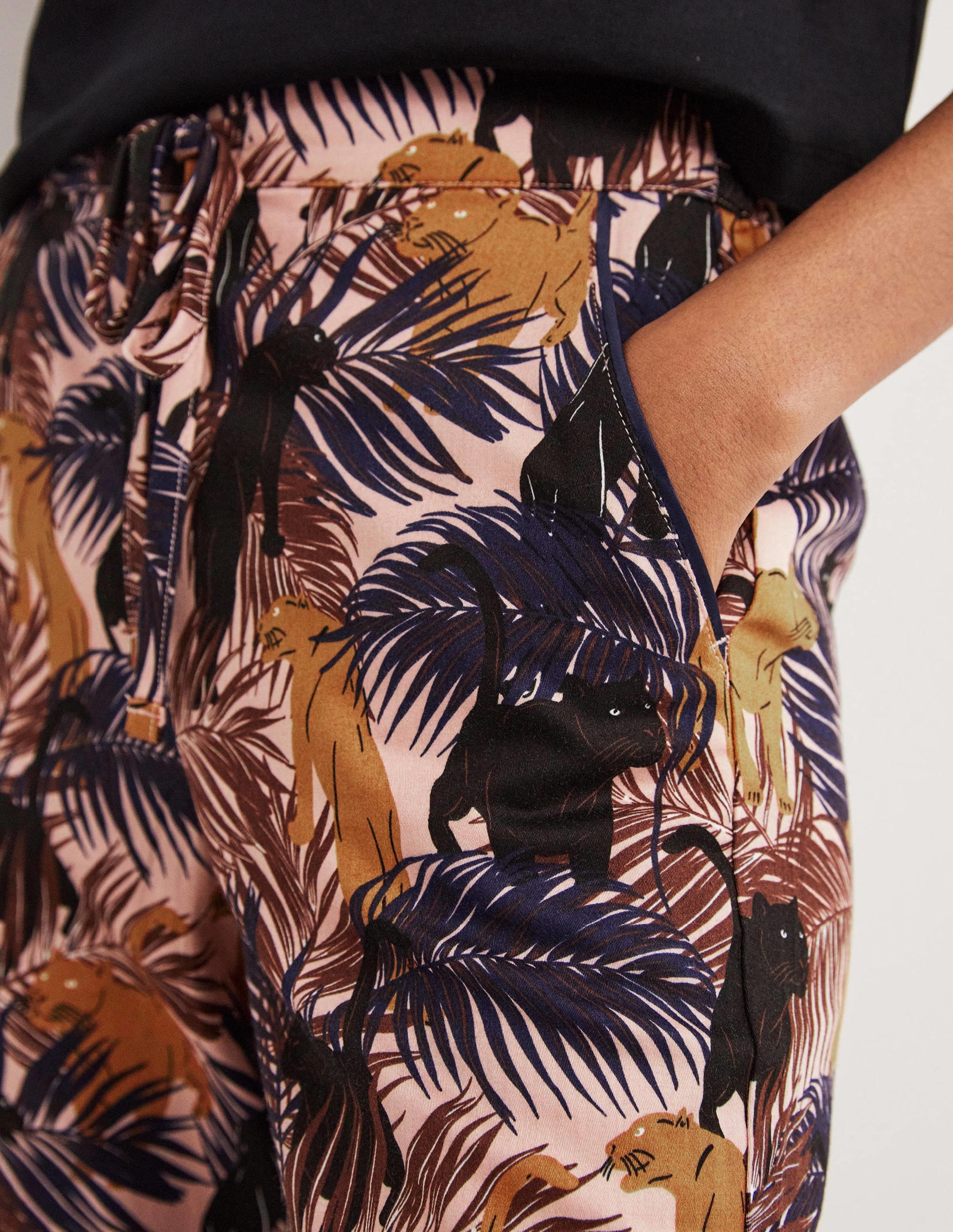 Easy Cotton Sleep Bottoms-Milkshake, Tropic Panther - Image 2