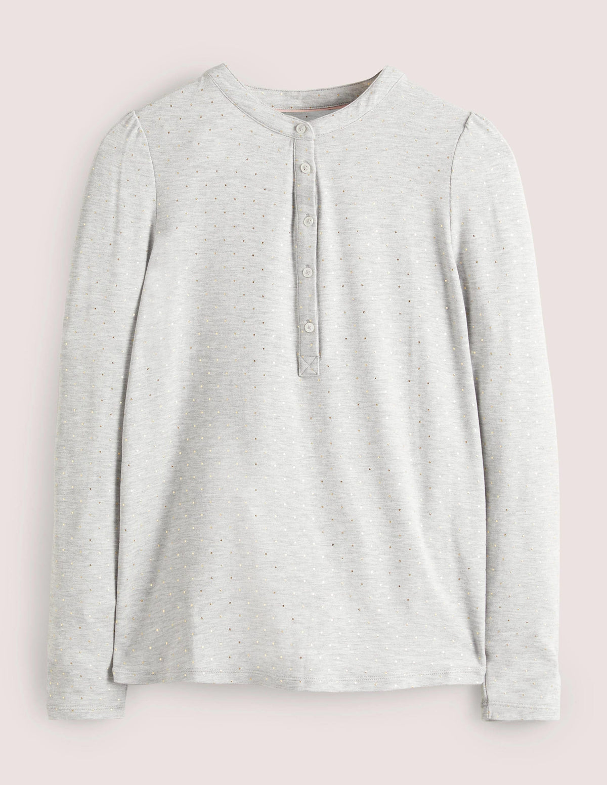 Jersey Puff Sleeve Henley-Shale Grey, Gold Spot - Image 5