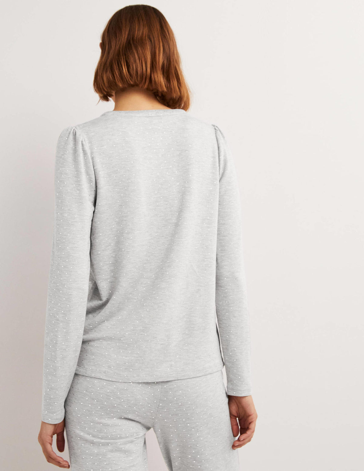 Jersey Puff Sleeve Henley-Shale Grey, Gold Spot - Image 3