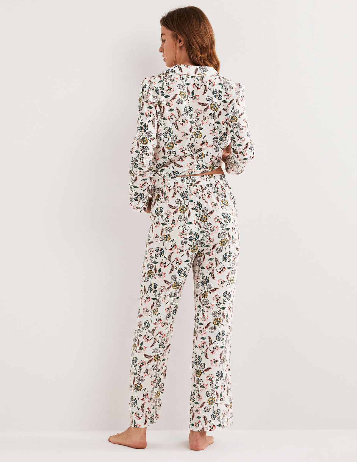 Silk Pajama Set-Ivory, Blossom Pome - Image 4