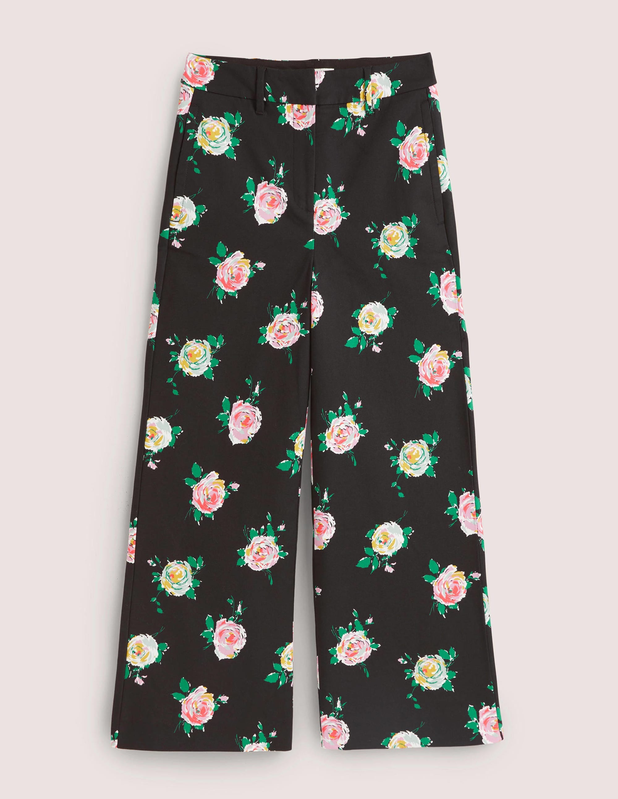 High Waisted Richmond Pants-Black, Painterly Rose - Image 6