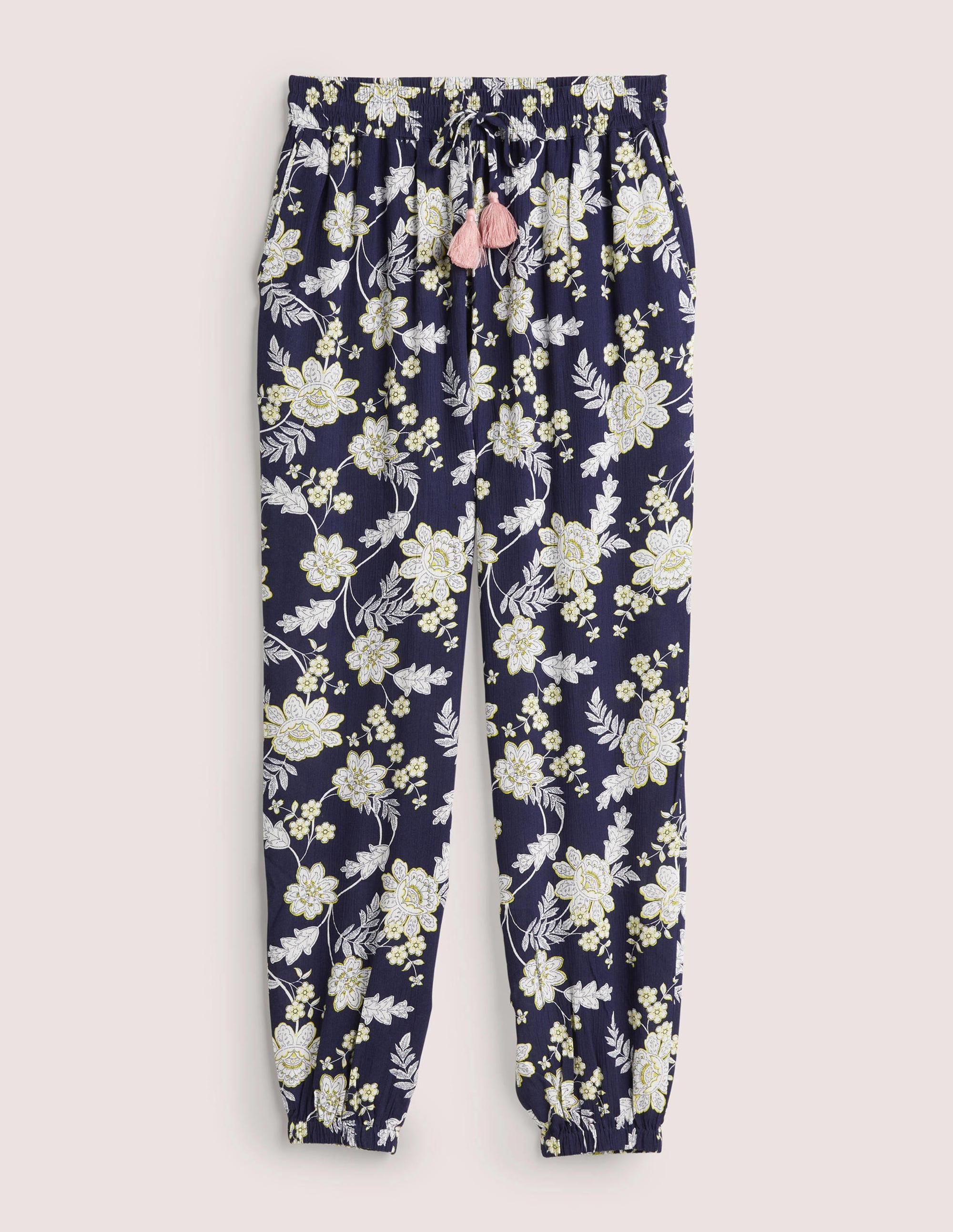 Crinkle Tapered Pants-French Navy, Chintz Bloom - Image 5