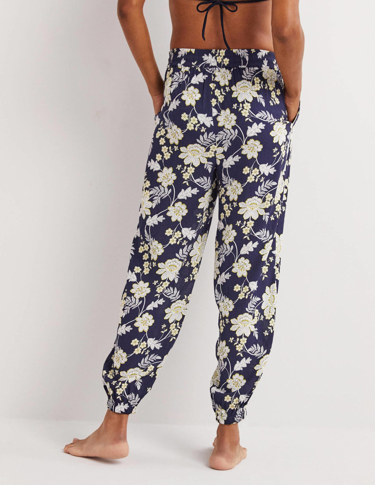 Crinkle Tapered Pants-French Navy, Chintz Bloom-3