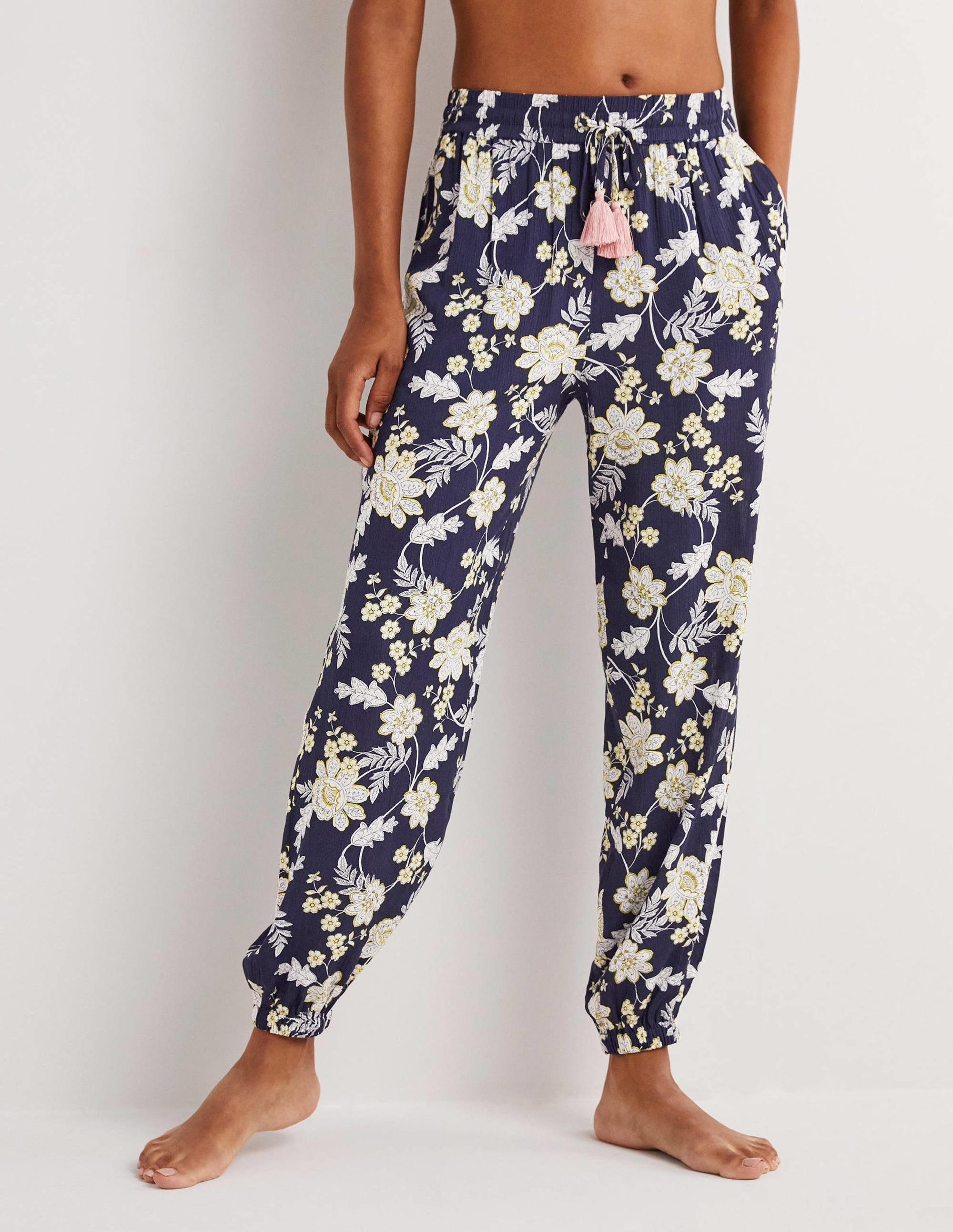 Crinkle Tapered Pants-French Navy, Chintz Bloom - Image 4