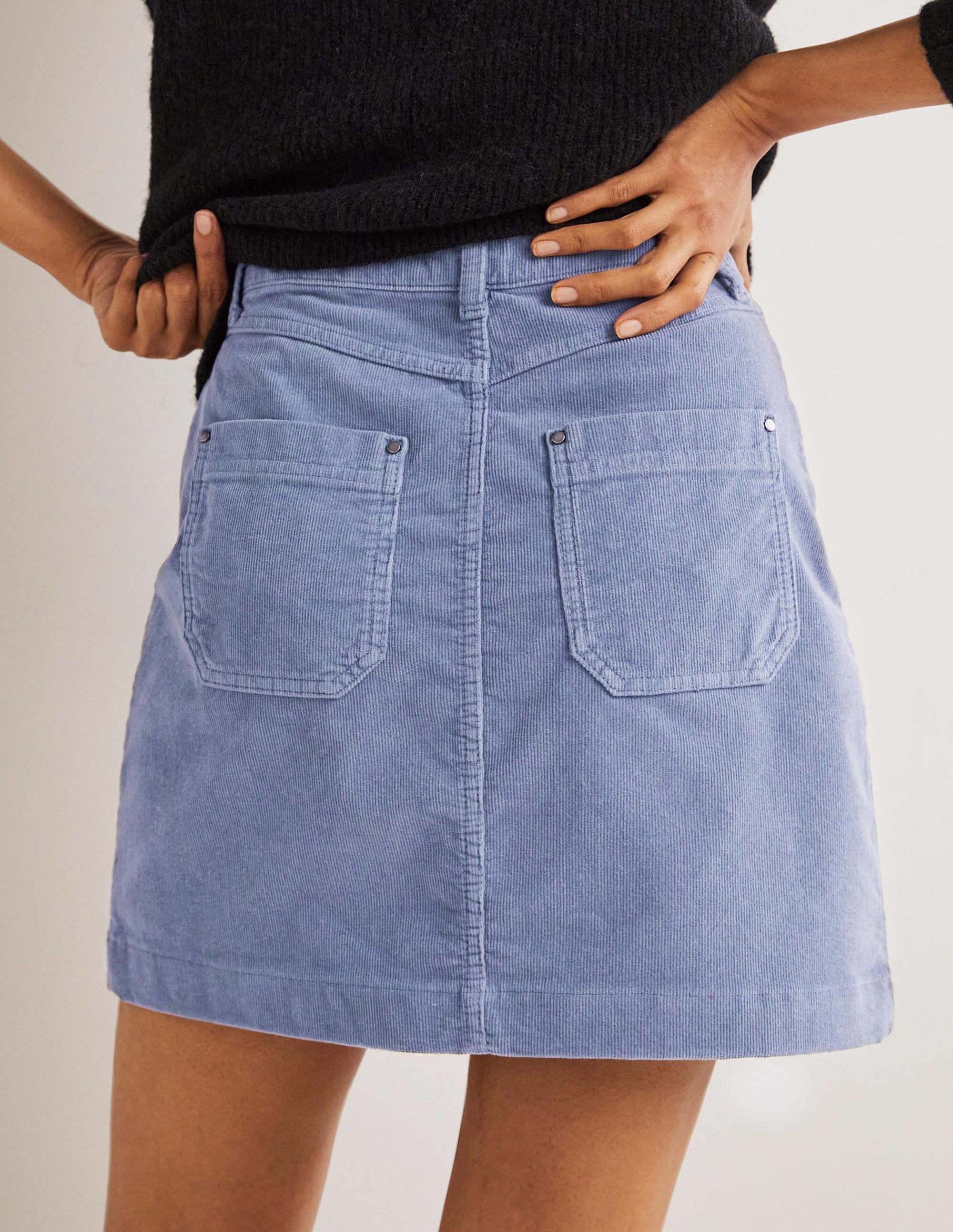 Corduroy Mini Skirt-Mid Blue - Image 3