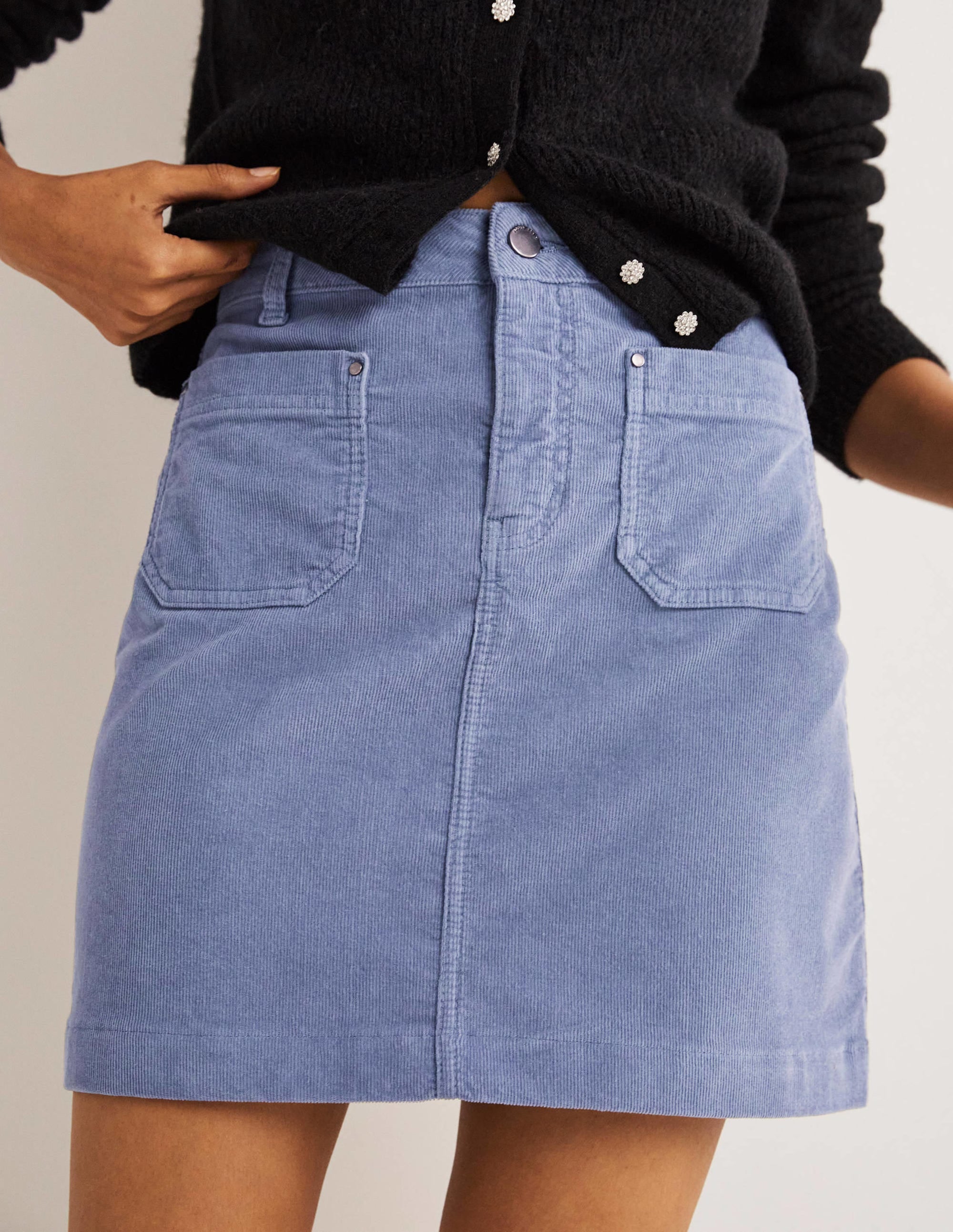 Corduroy Mini Skirt-Mid Blue - Image 4