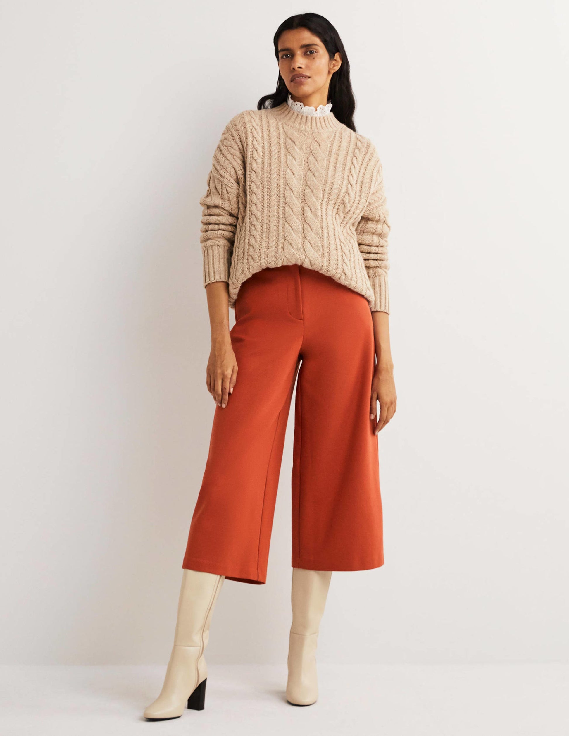 Jersey Wide Leg Culottes-Chilli Oil-1
