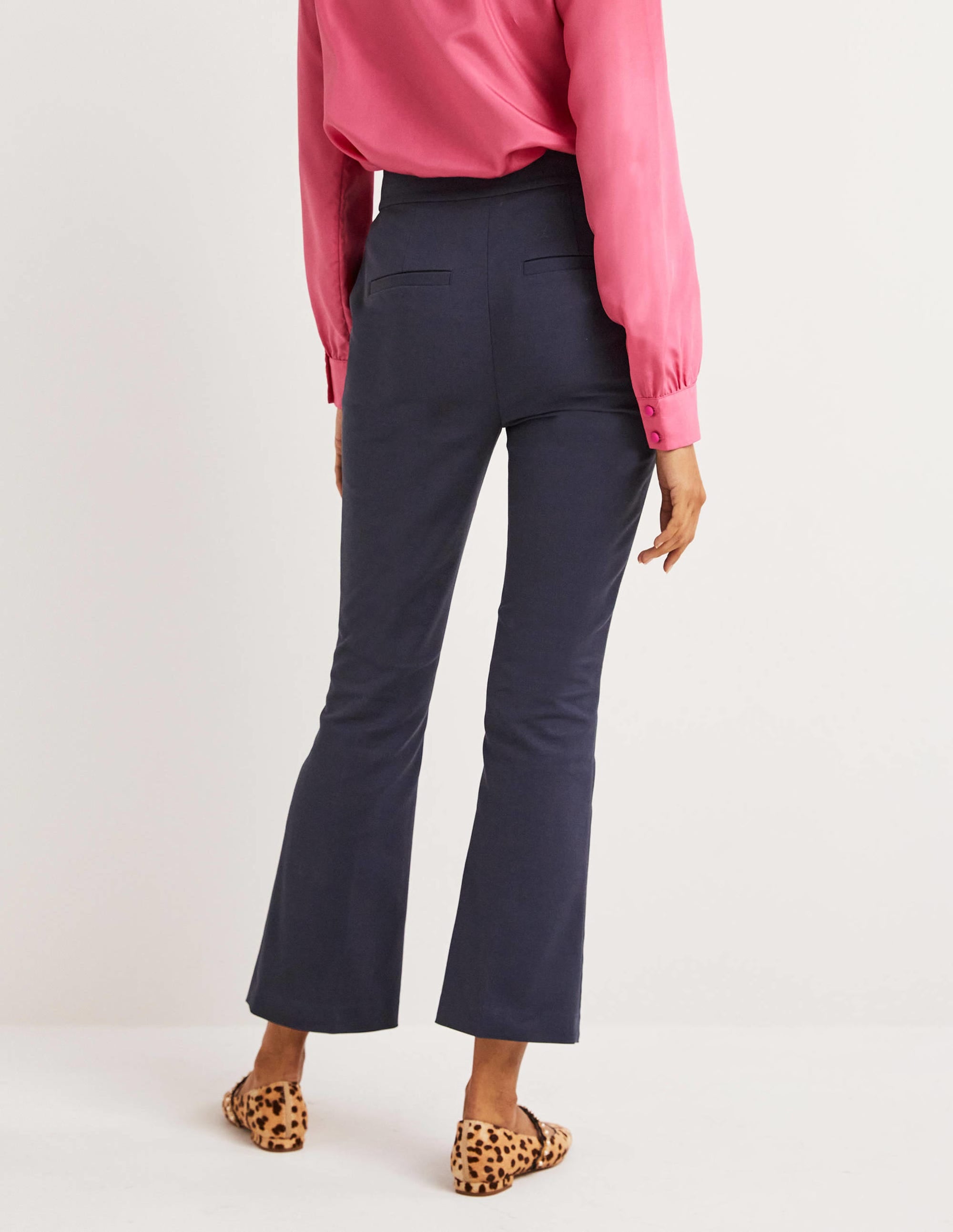 Cropped Flare Pants-Navy - Image 3