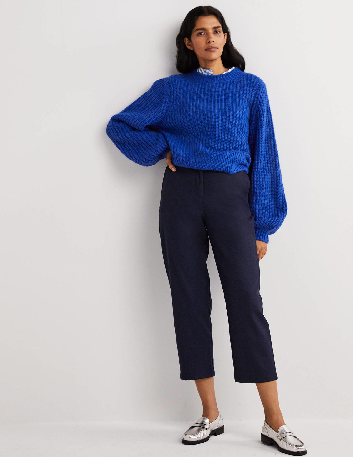 High Rise Balloon Leg Pants-Navy-1