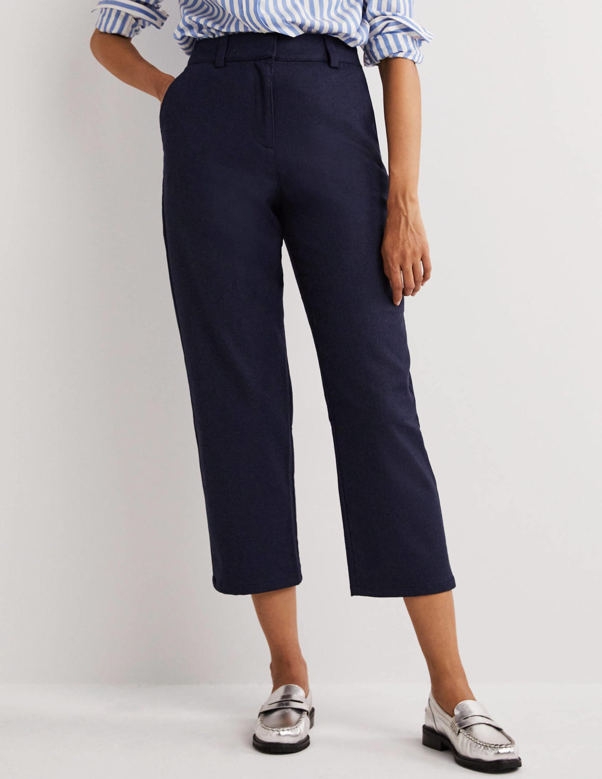 High Rise Balloon Leg Pants-Navy - Image 4