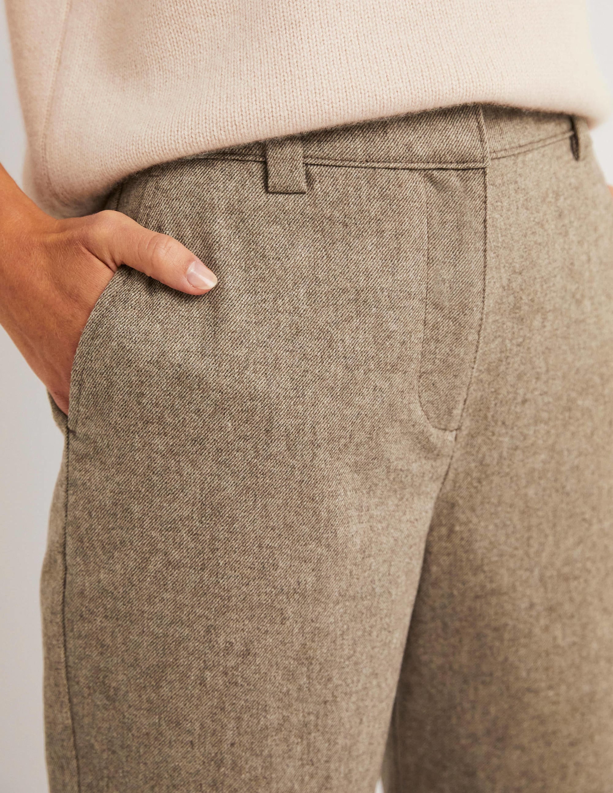 High Rise Balloon Leg Pants-Light Oatmeal Marl - Image 2