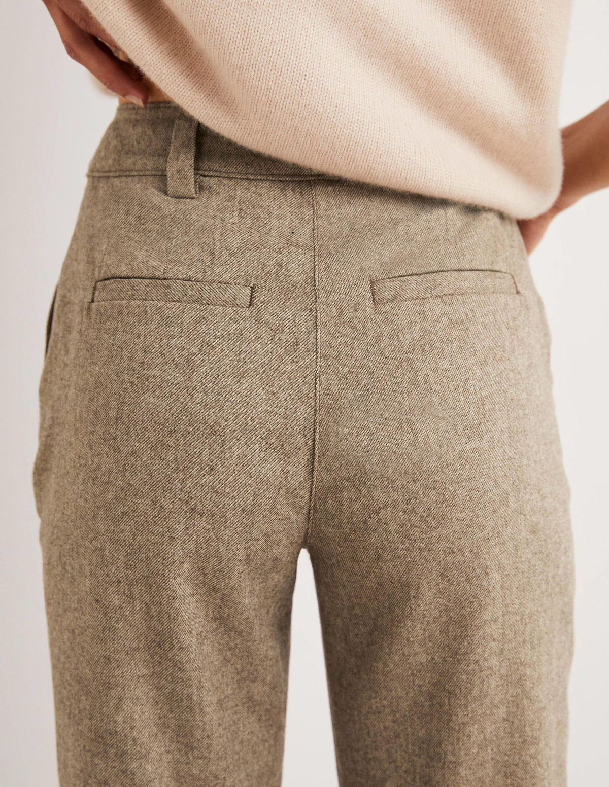 High Rise Balloon Leg Pants-Light Oatmeal Marl - Image 4