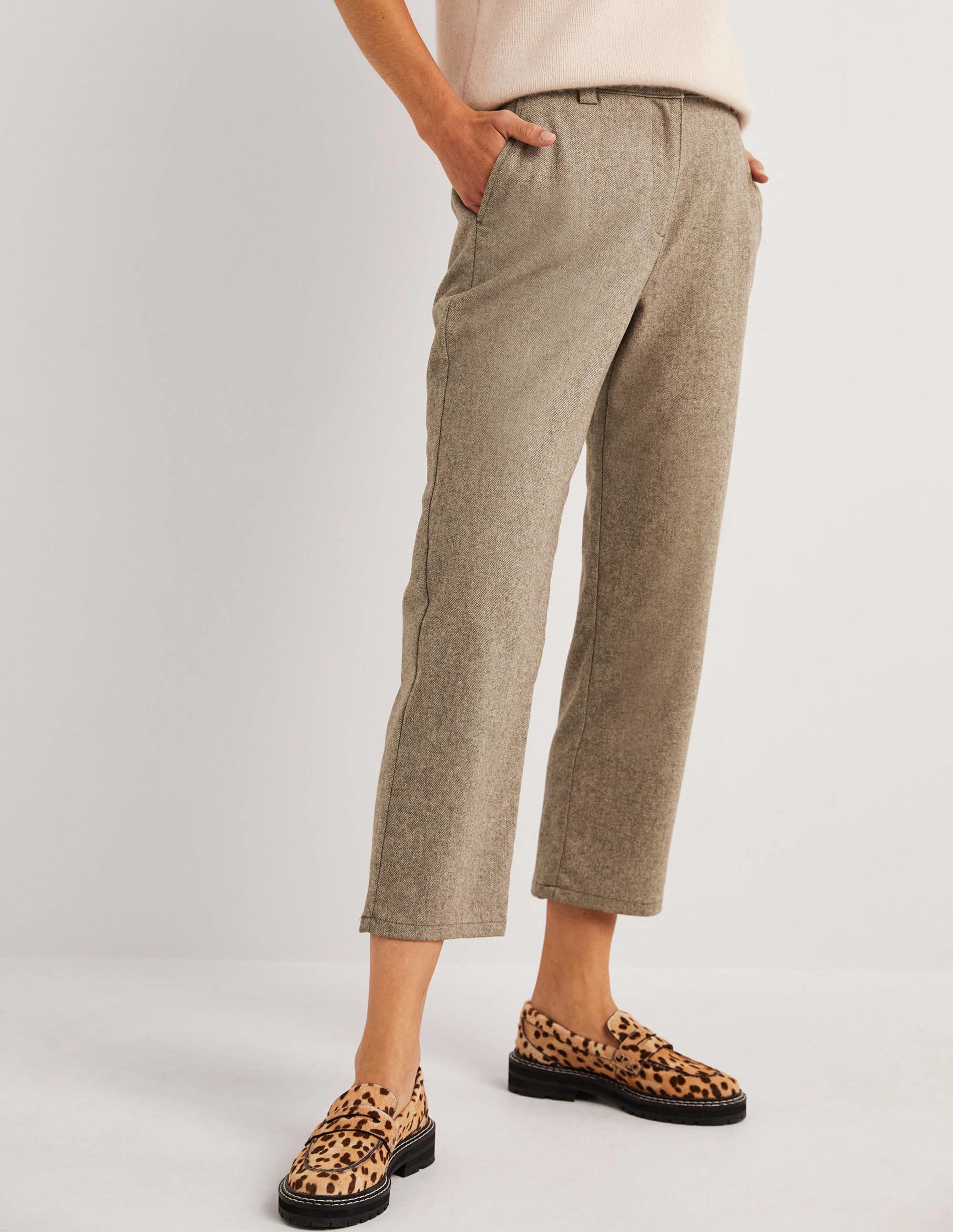 High Rise Balloon Leg Pants-Light Oatmeal Marl - Image 5