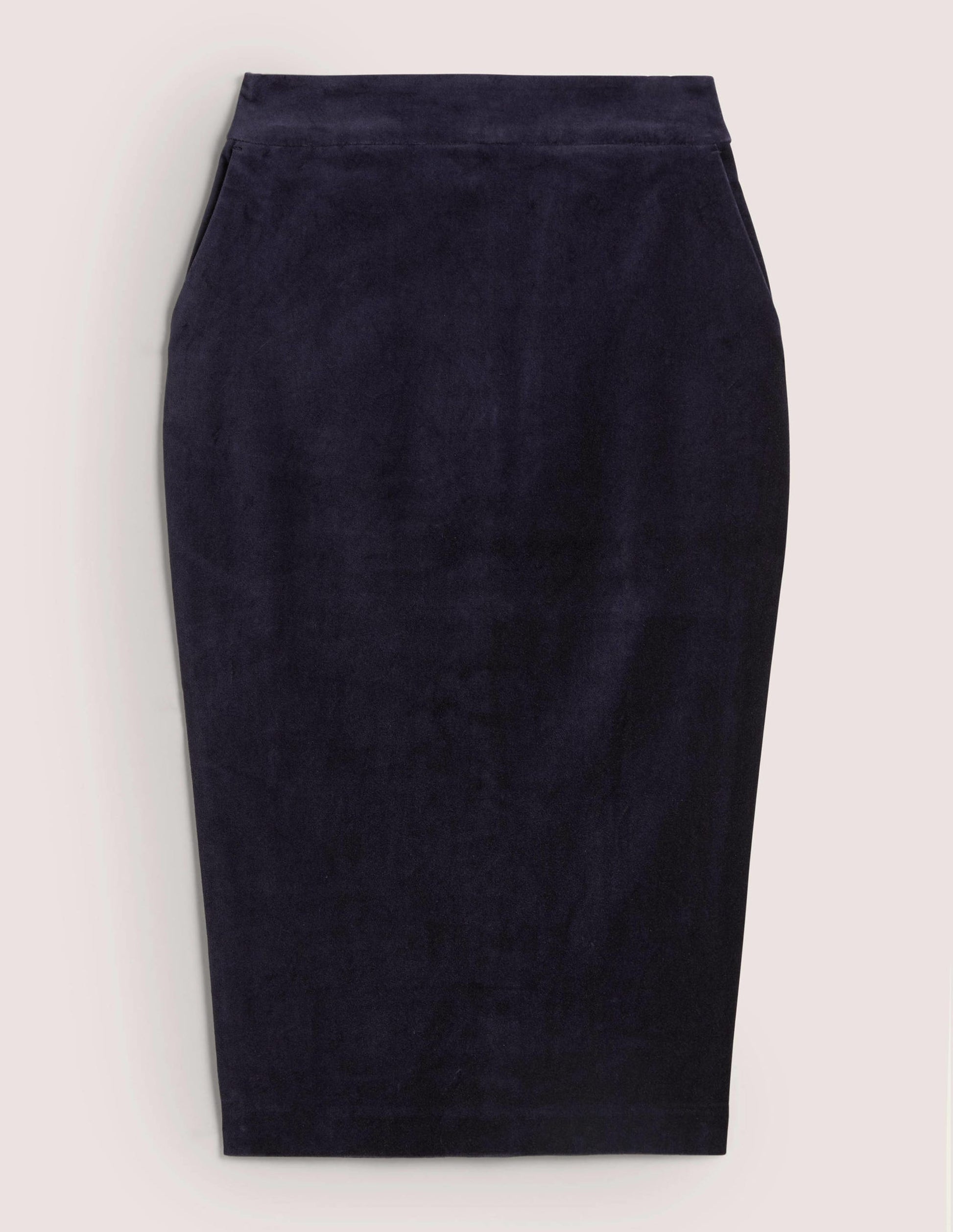 Velvet Midi Pencil Skirt-Navy-5