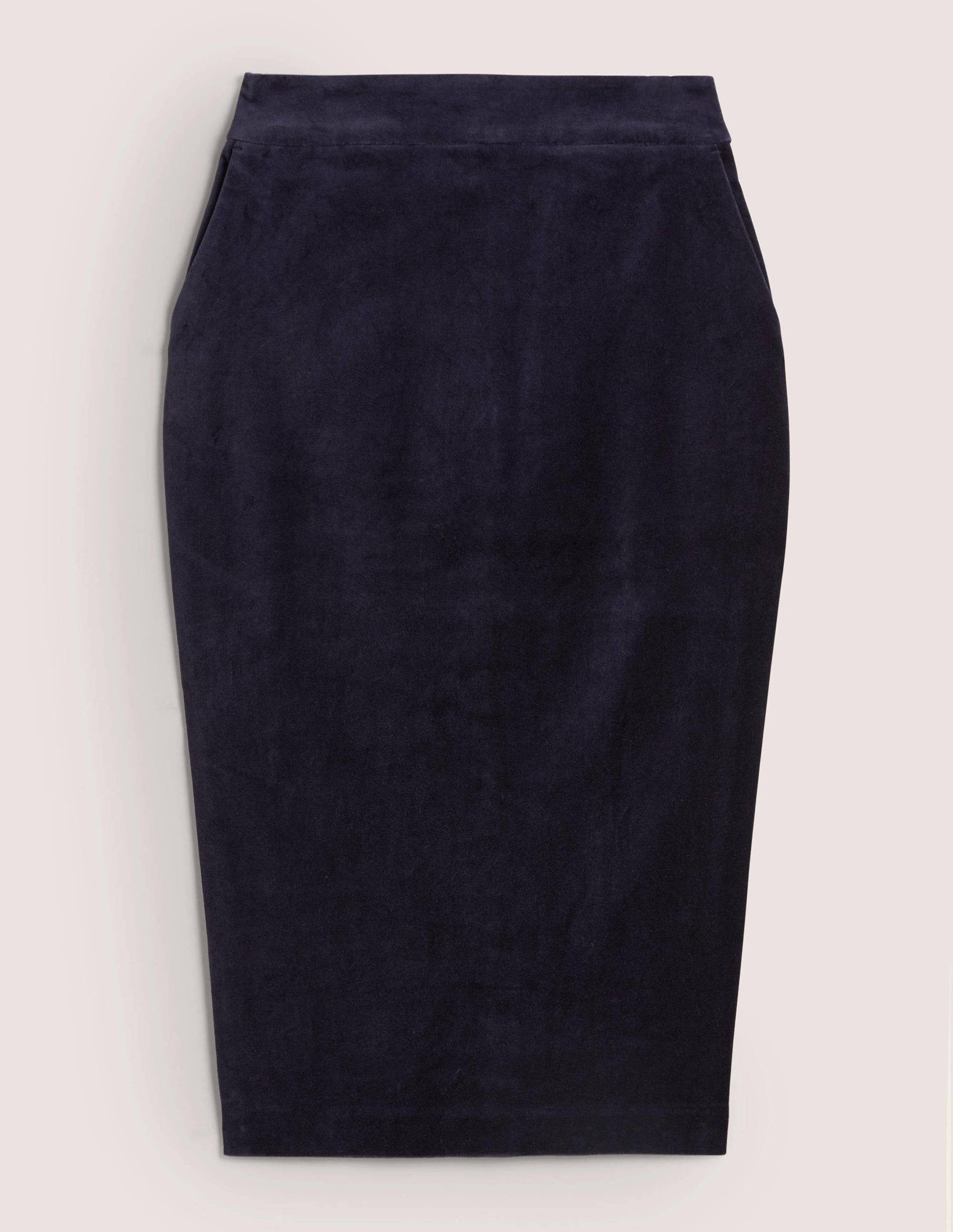 Velvet Midi Pencil Skirt-Navy - Image 5