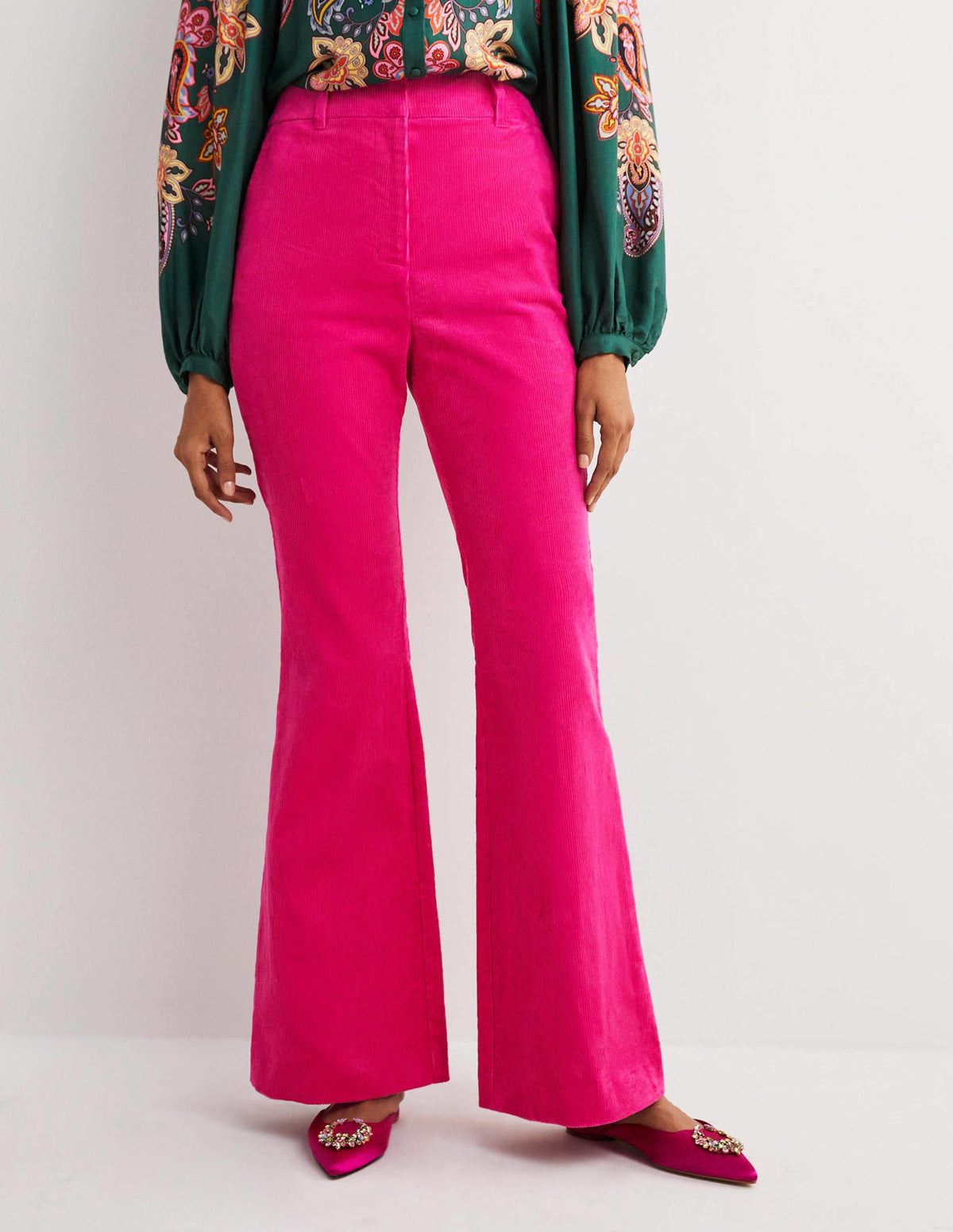 Corduroy Flare Pants-Wild Watermelon PinK - Image 4