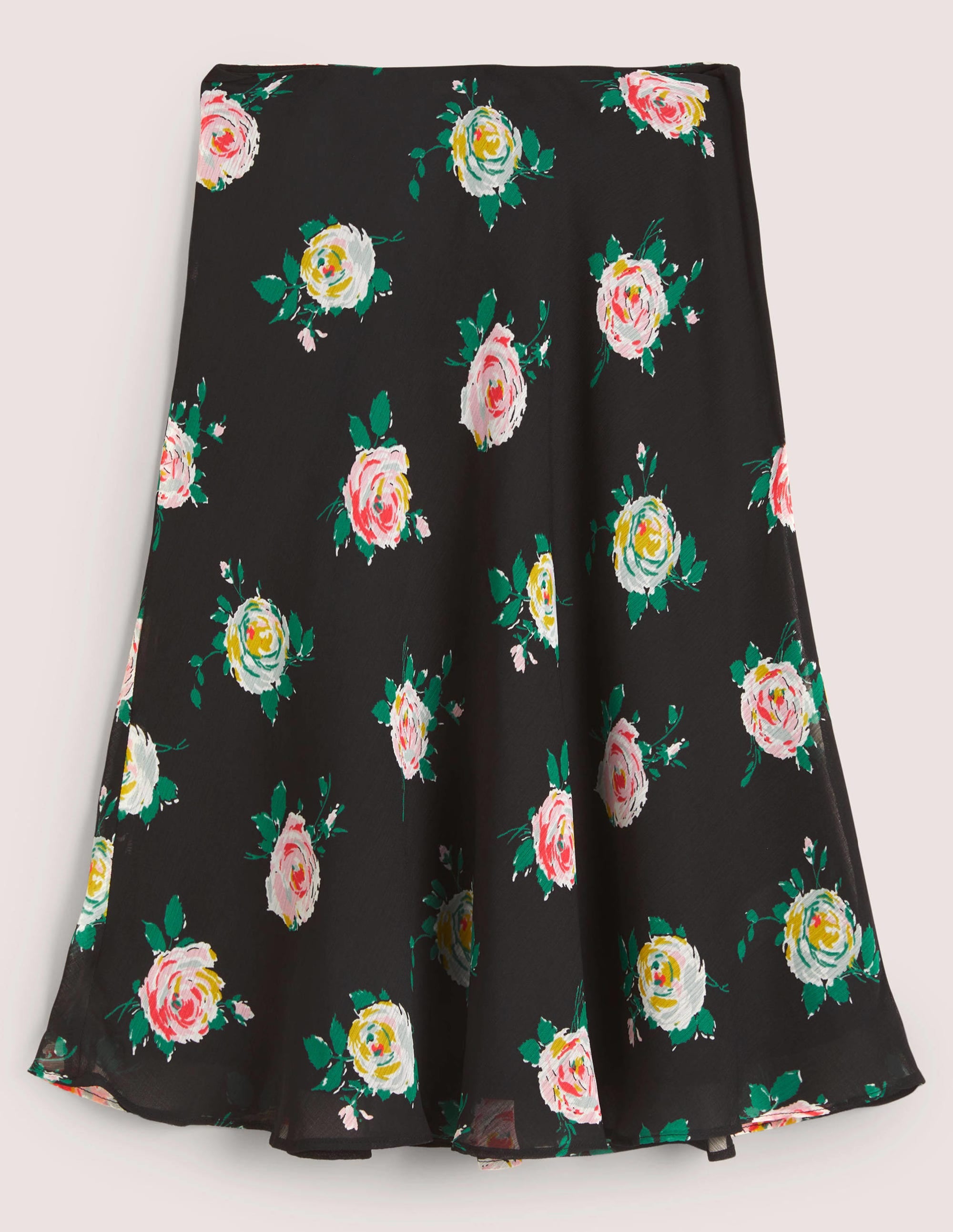 Crinkle Bias-cut Skirt-Black, Painterly Rose - Image 6