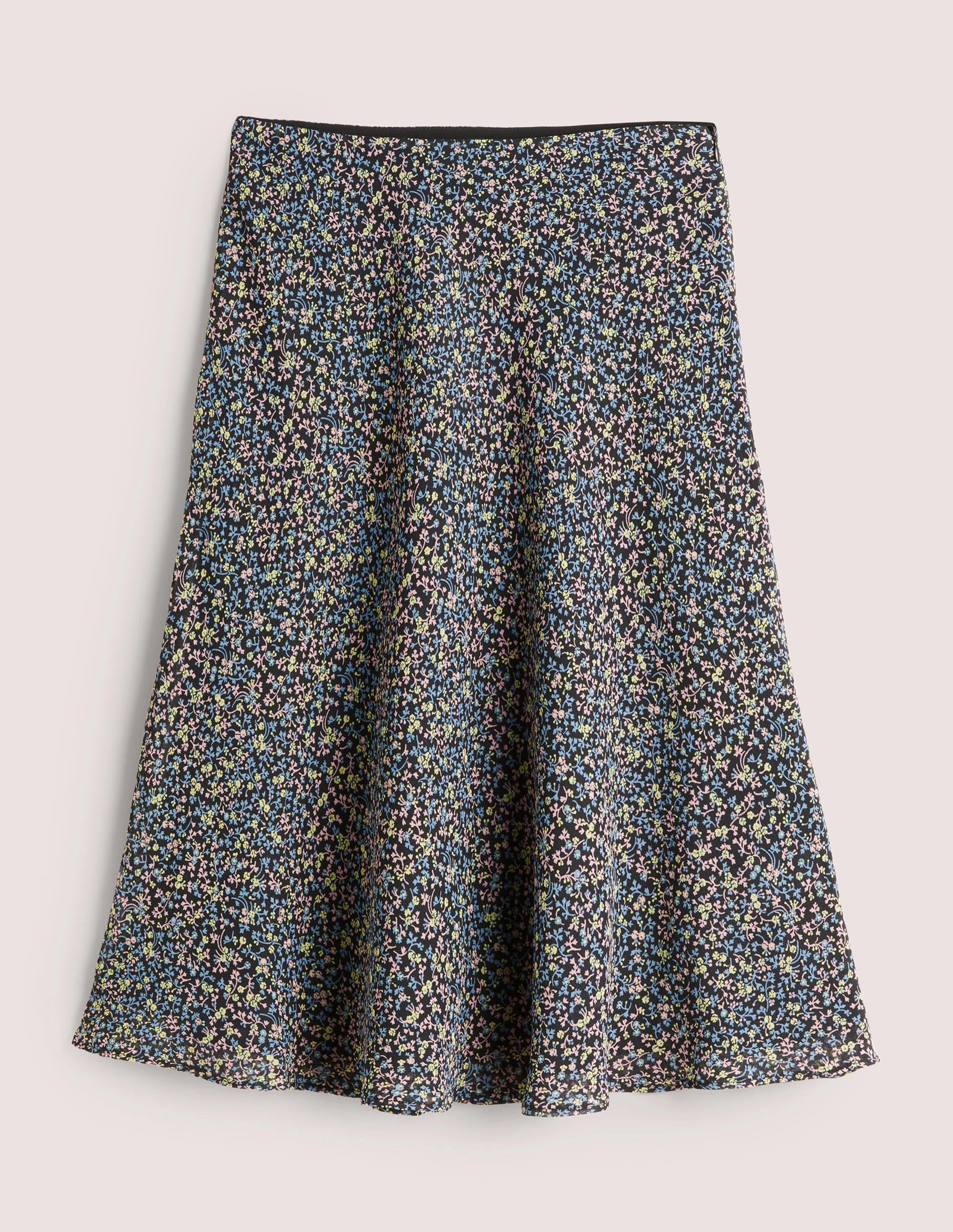 Crinkle Bias-cut Skirt-Black, Wild Vine - Image 5