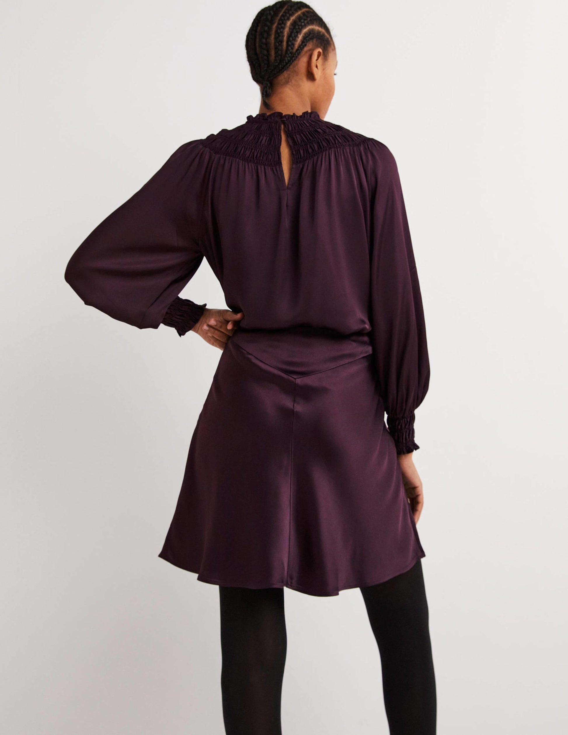 Purple Satin Bias-cut Mini Skirt-Fig-3