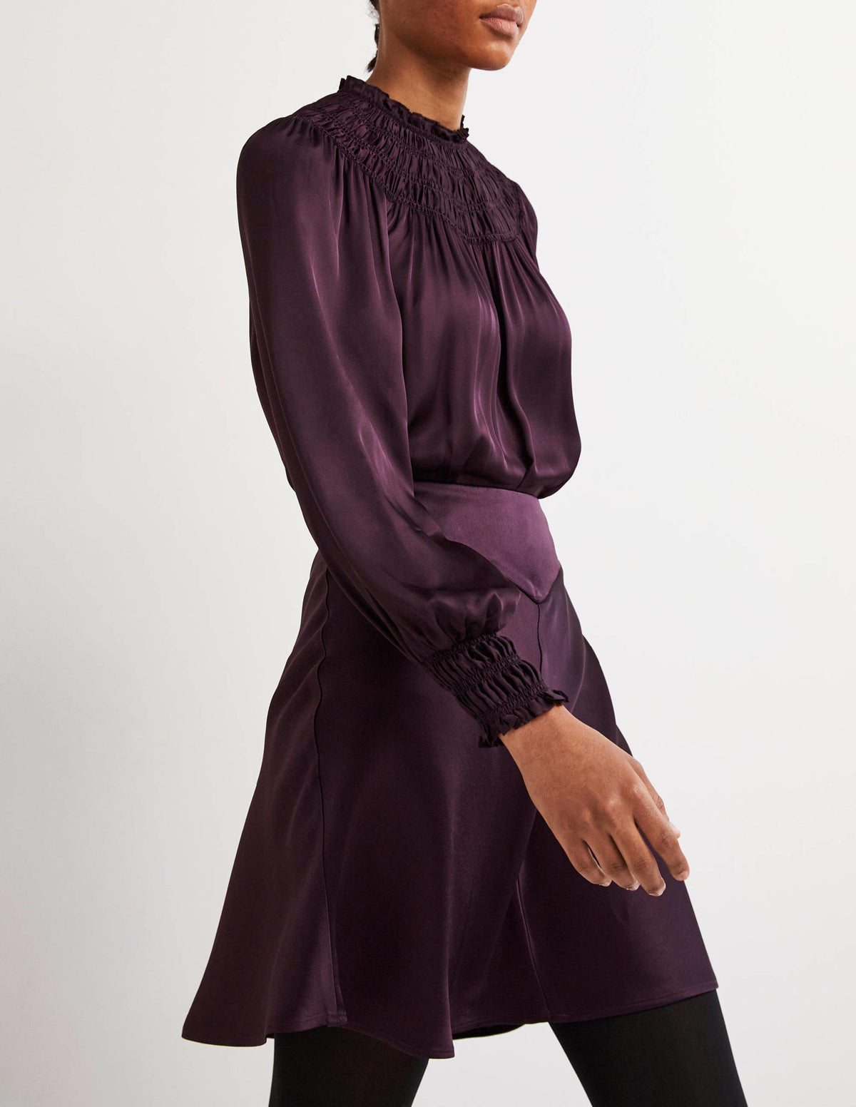Purple Satin Bias-cut Mini Skirt-Fig - Image 4