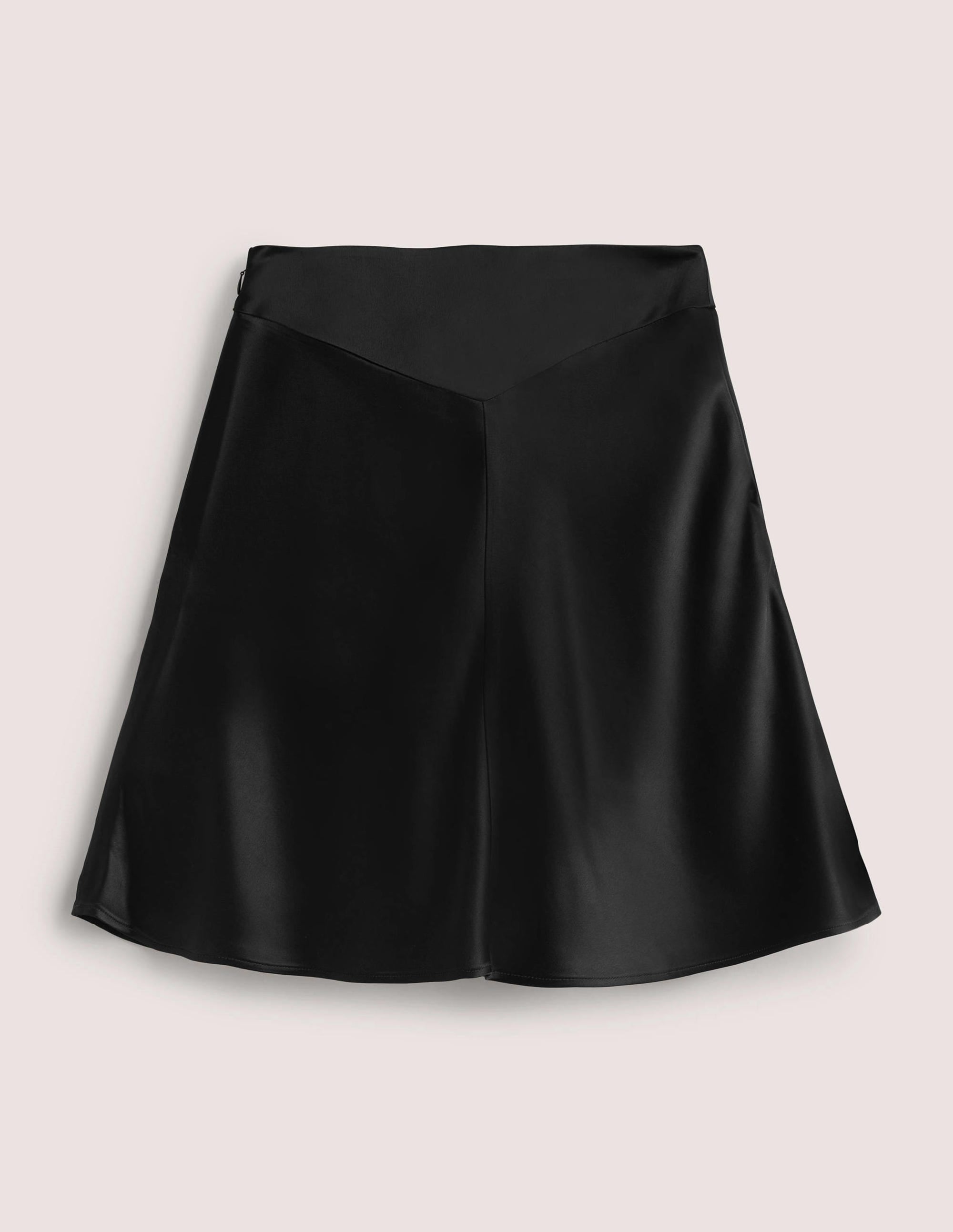 Black Satin Bias-cut Mini Skirt-Black - Image 6