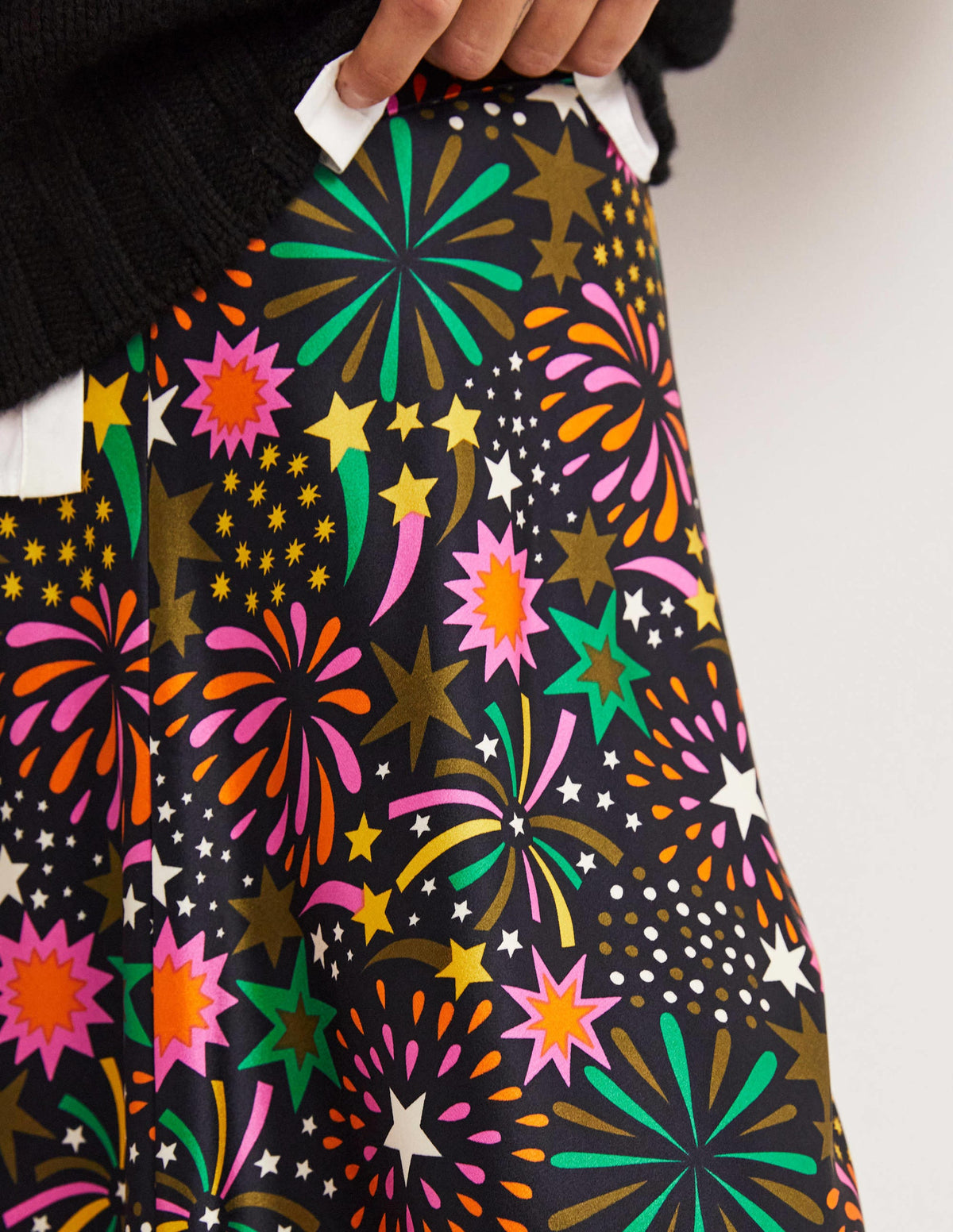 Satin Bias-cut Mini Skirt-Multi, Firework Bloom - Image 2