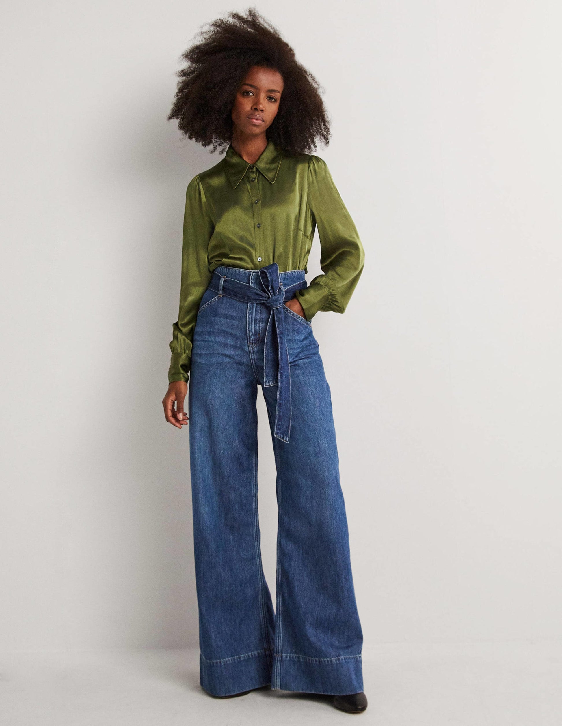 Belted Wide Leg Jeans-Mid Vintage-1