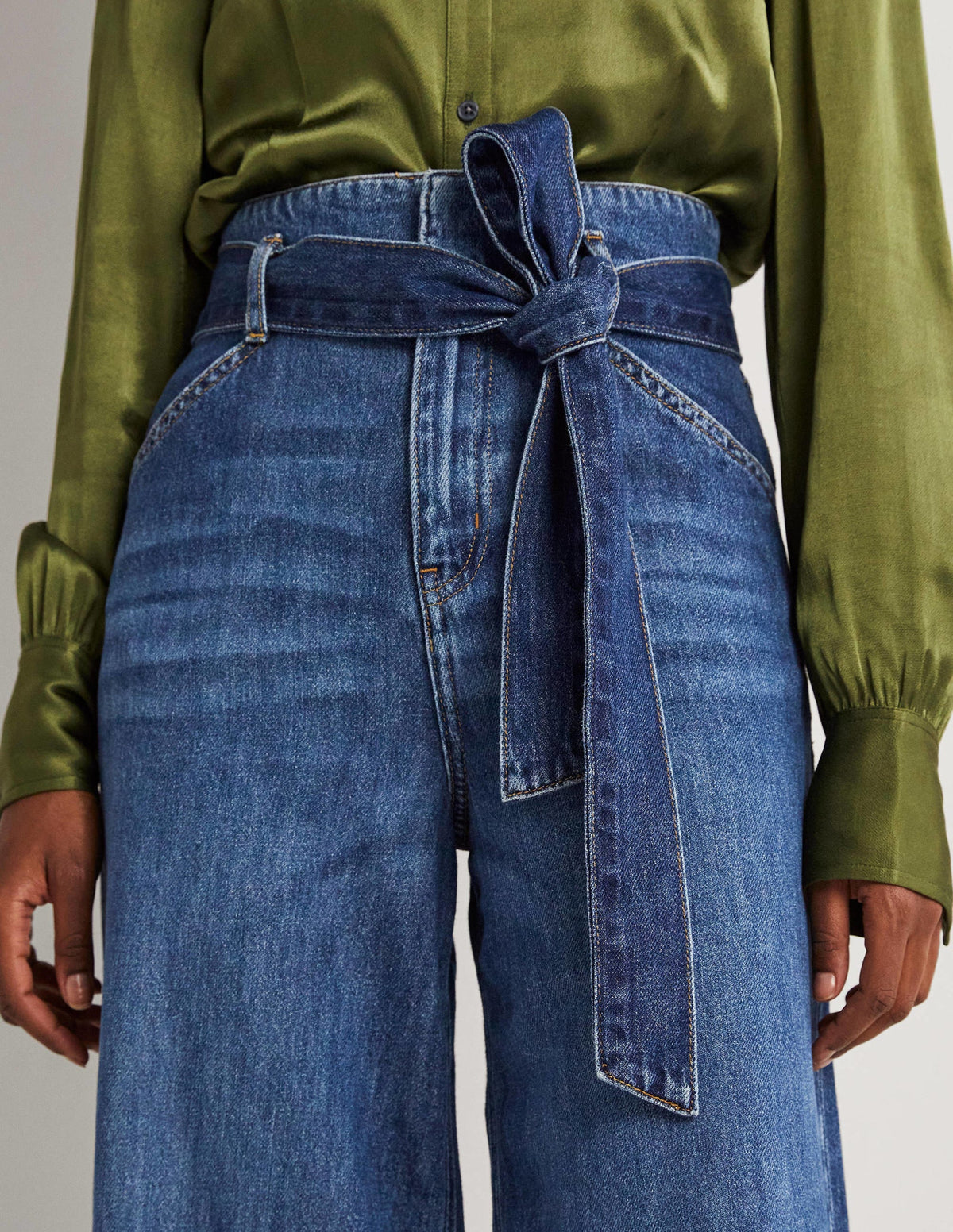 Belted Wide Leg Jeans-Mid Vintage-2